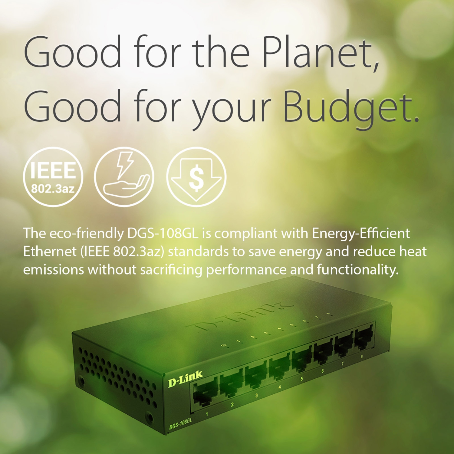 Commutateur de bureau non géré en métal Gigabit à 8 ports de D-Link - DGS-108GL