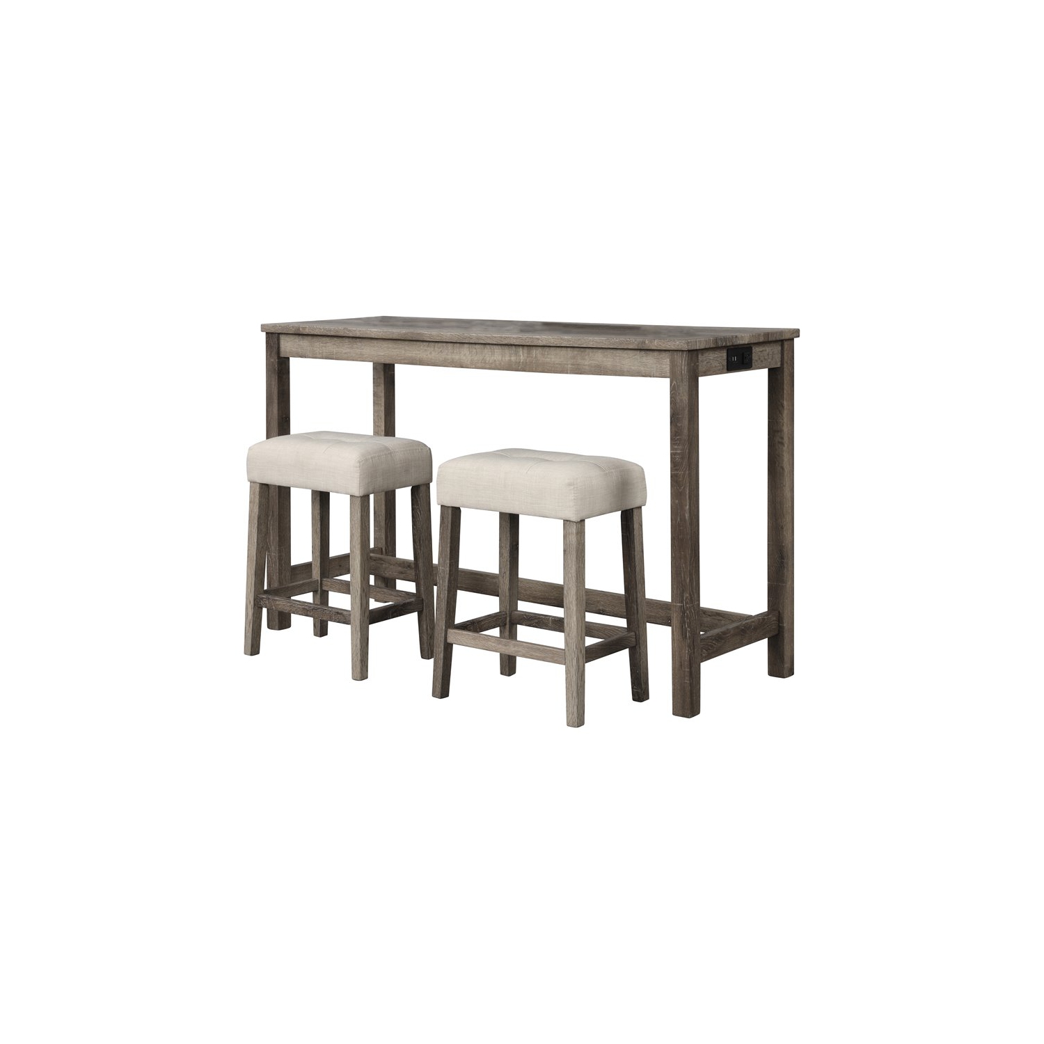 Best Master Furniture Yosef 3 Piece Rectangular Wood Bar Set in Oak