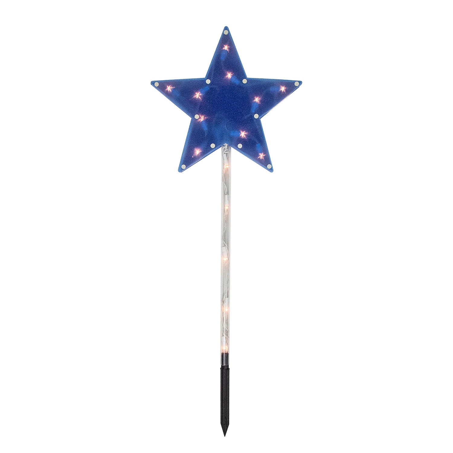 4ct Americana Stars 4th of July Pathway Marker Lawn Stakes, Clear Lights