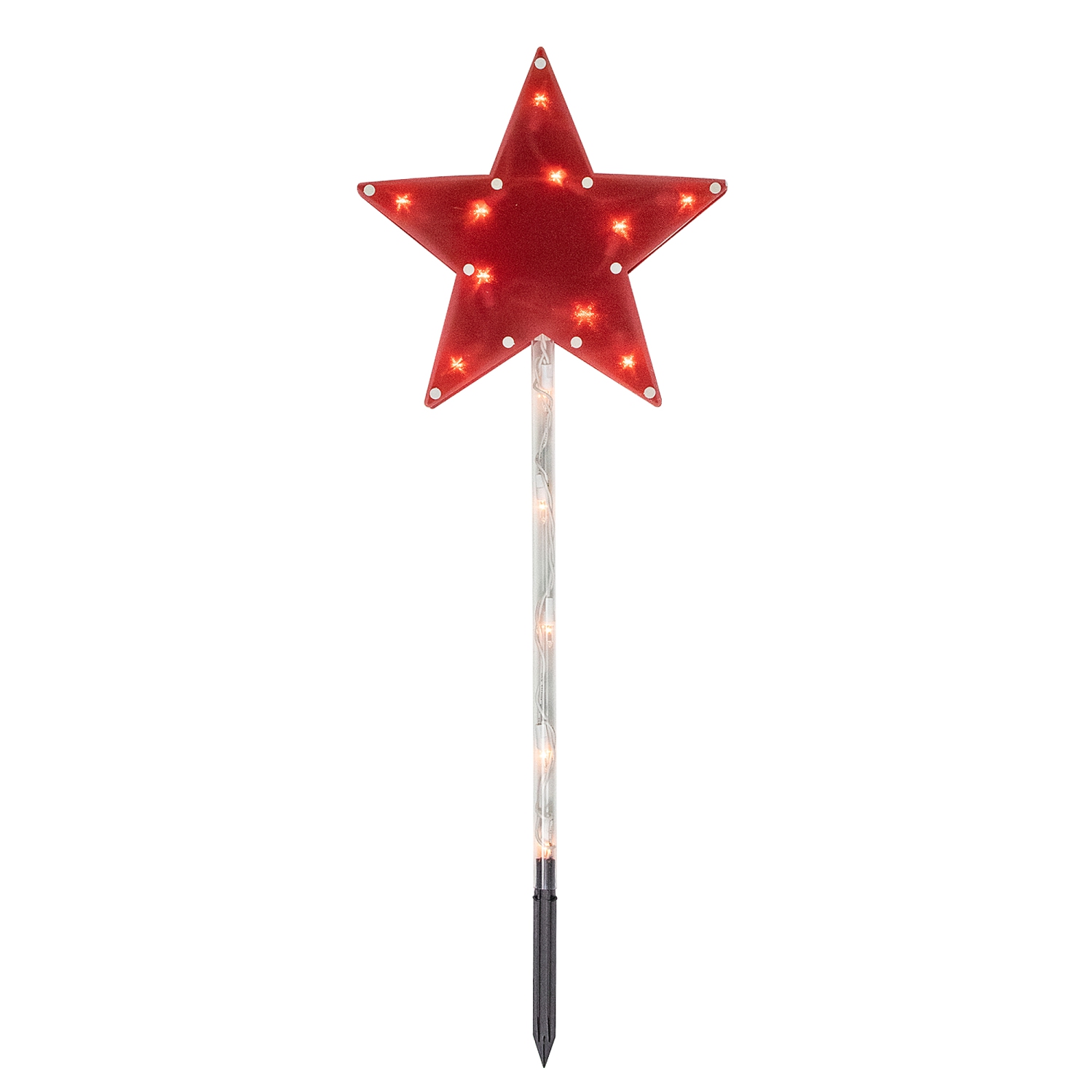 4ct Americana Stars 4th of July Pathway Marker Lawn Stakes, Clear Lights