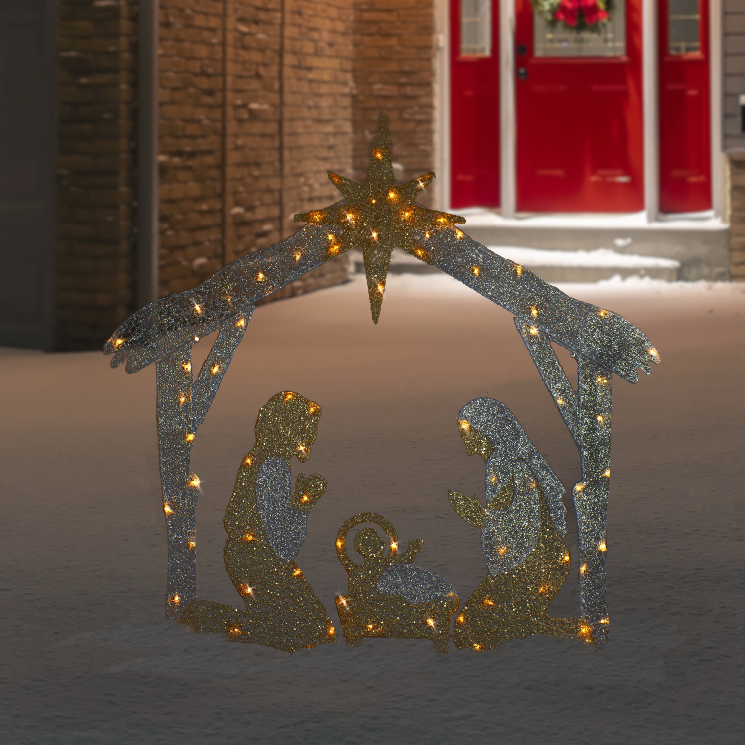 44" LED Lighted Holy Family Nativity Scene Outdoor Christmas Decoration