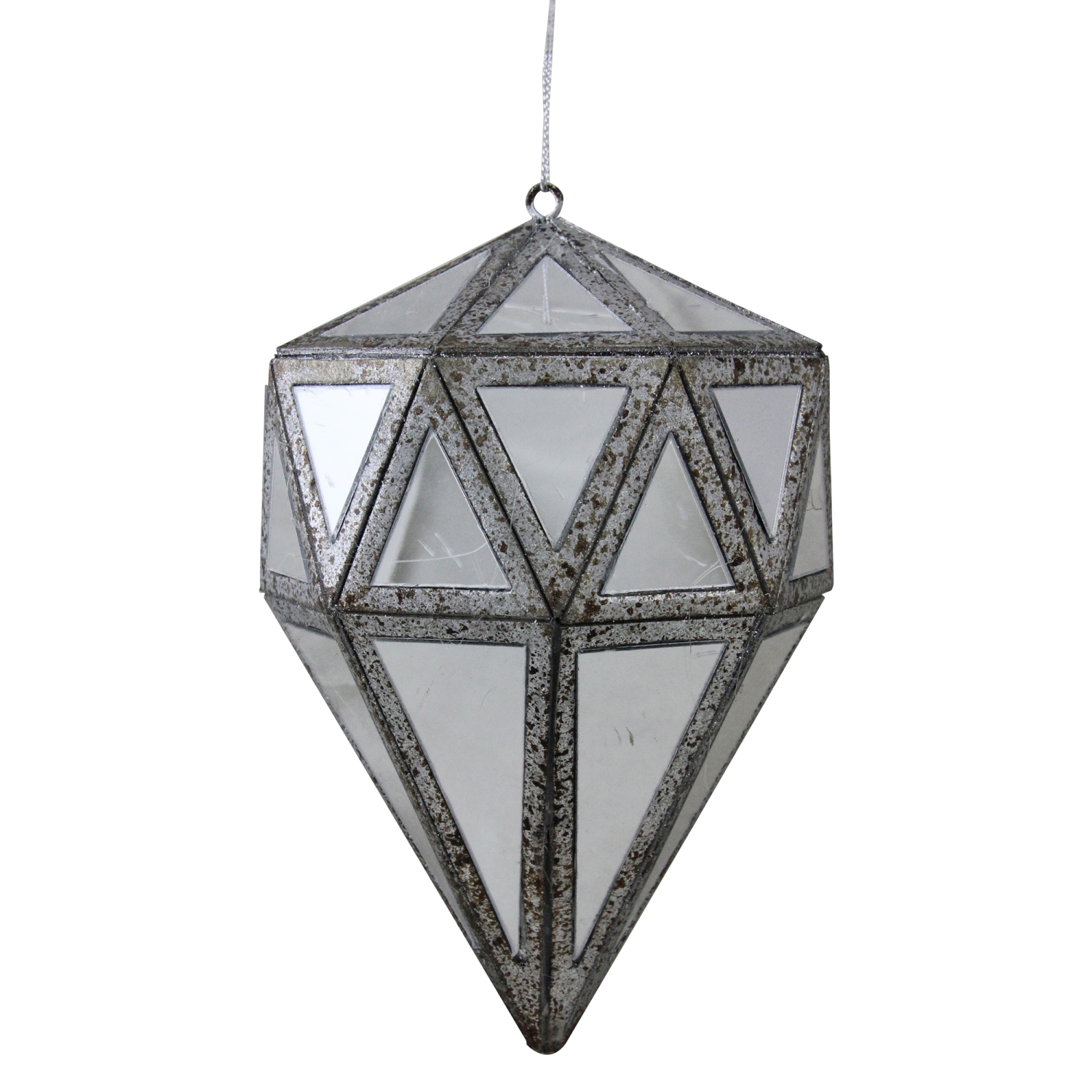 Décoration de Noël géométrique en miroir gris et transparent de 5.5 po