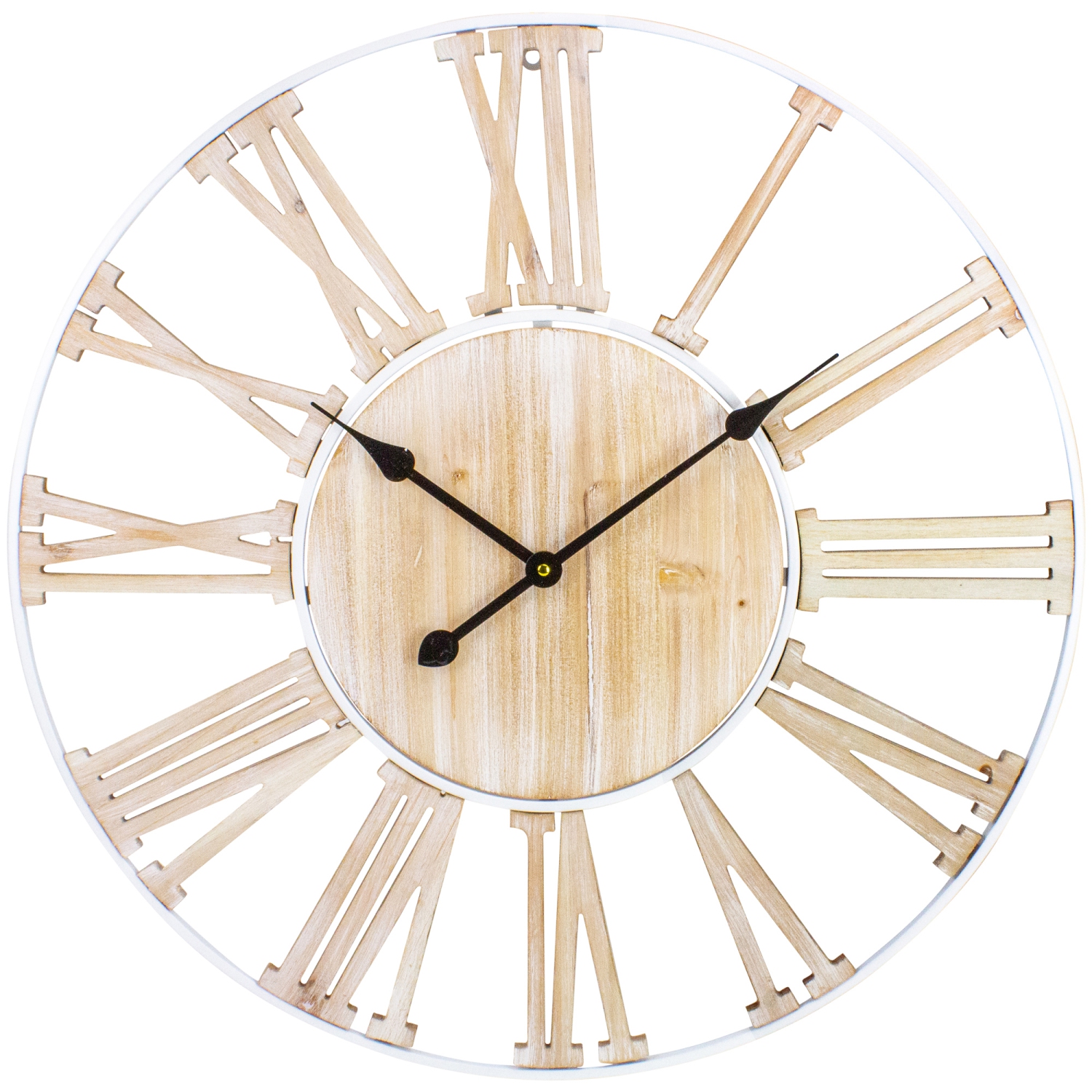 Wood and Metal Roman Numeral Battery Operated Round Wall Clock - 28"