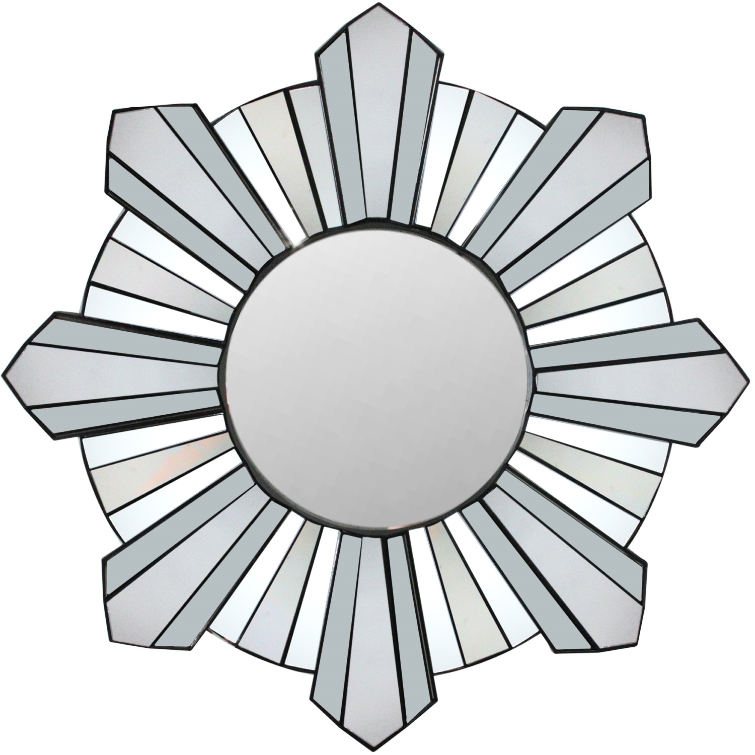 25" Sparkling Sunburst Matte Black Round Wall Mirror