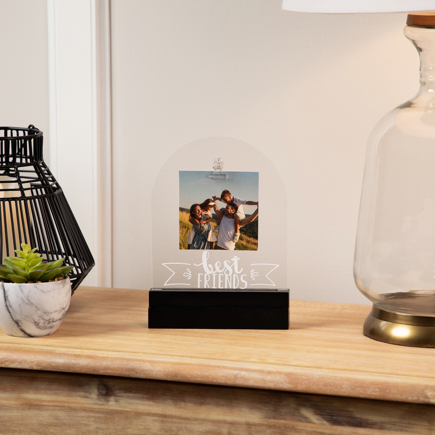 Cadre photo illuminé à DEL « Best Friends » avec pince, pour une photo de 4 x 6 po