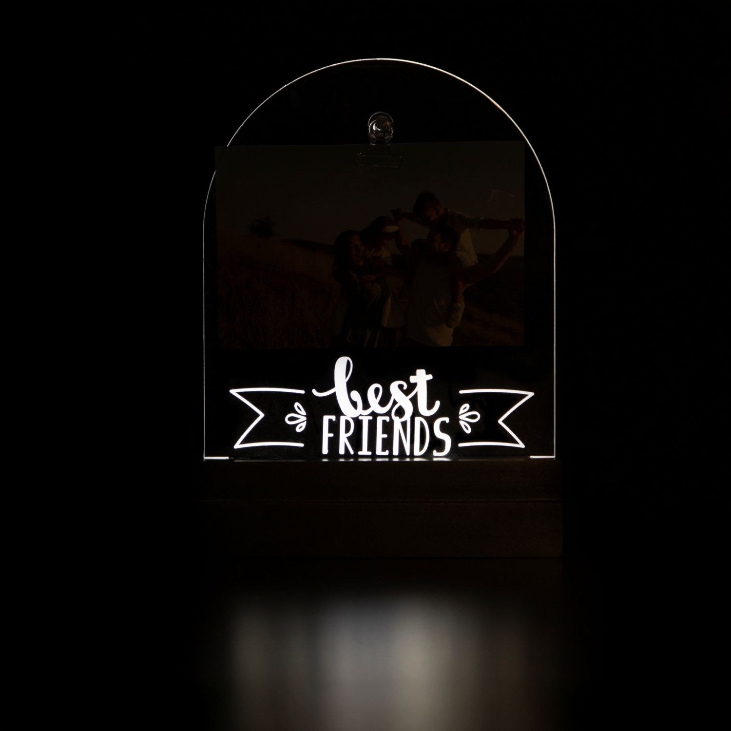 Cadre photo illuminé à DEL « Best Friends » avec pince, pour une photo de 4 x 6 po
