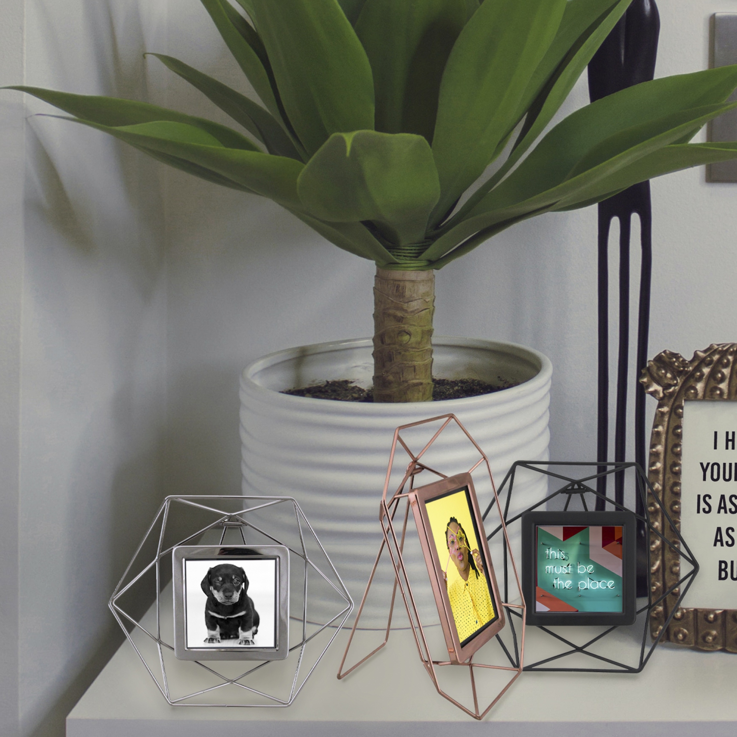 Contemporary Hexagonal Picture Frame - for a 4" x 6" Photo - Rose Gold