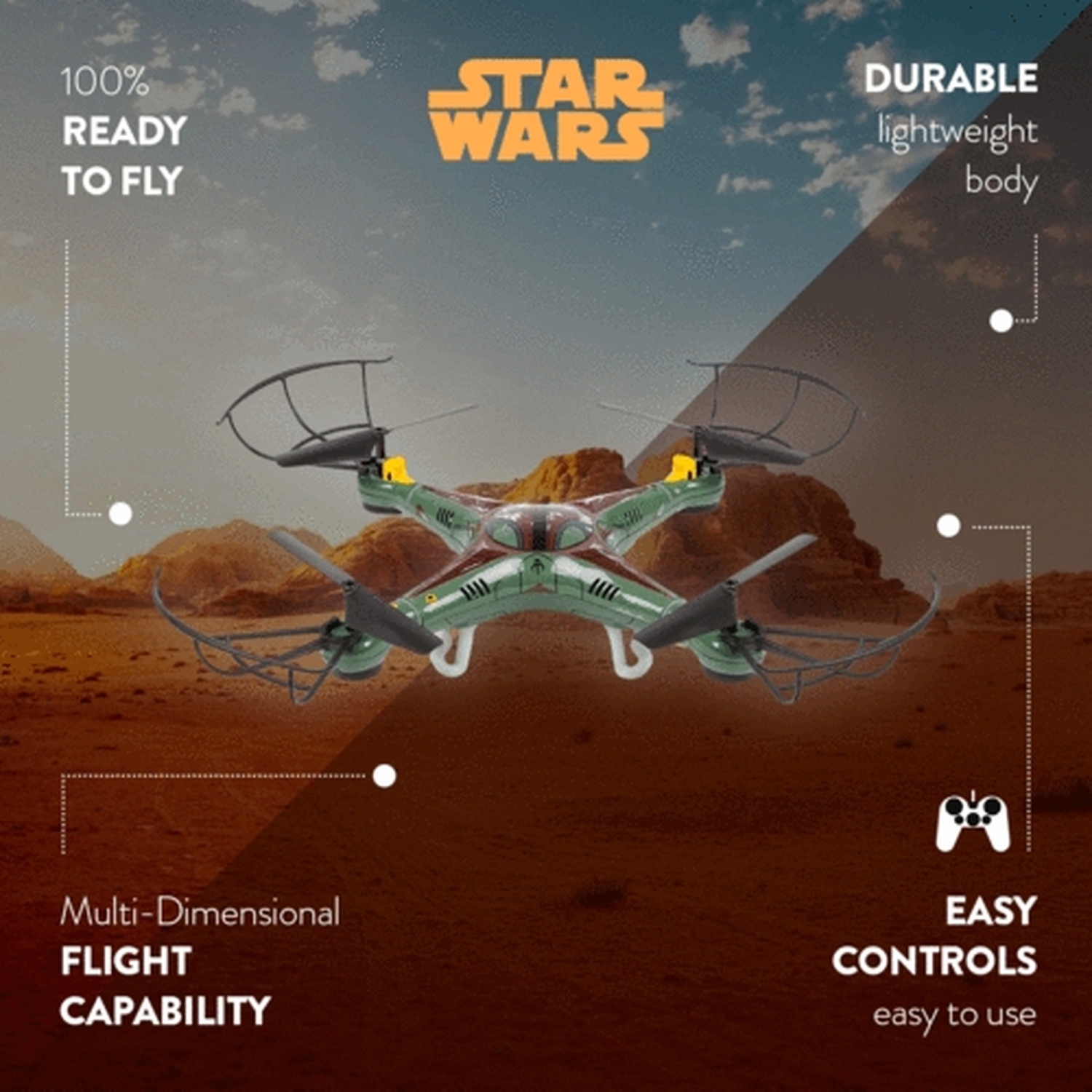 Star Wars The Mandalorian Boba Fett 2.4GHz 4.5CH RC Quadcopter Drone