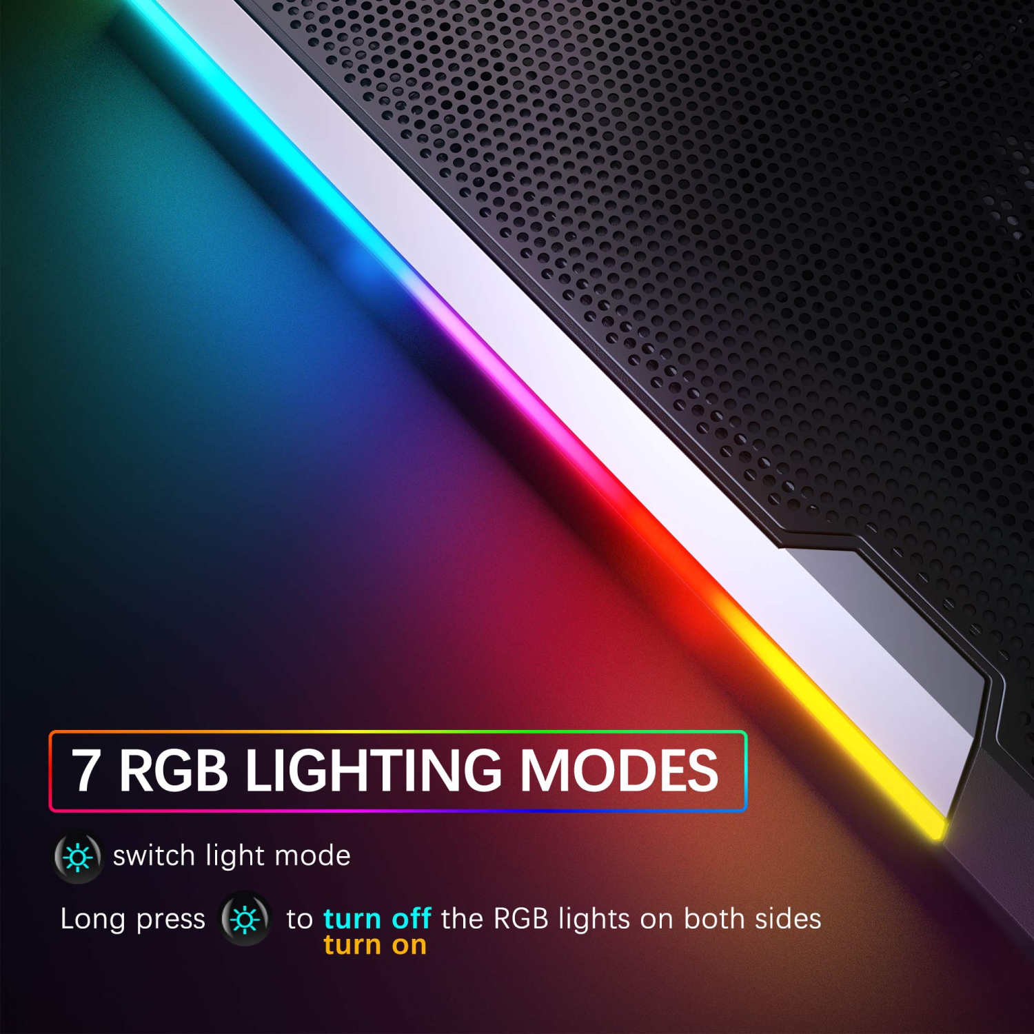 TopMate C11 Laptop Cooling Pad RGB Gaming Notebook Cooler, Laptop Fan Stand Adjustable Height with 6 Quiet Fans and Phone Ho