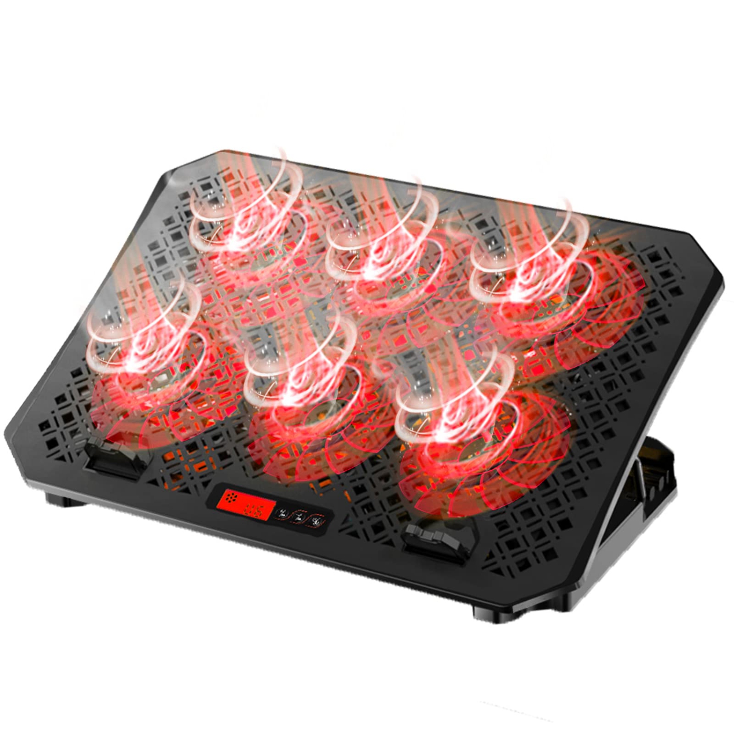 AICHESON Laptop Cooling Pad with 6 Cooler Fans with Red Lights, LCD Display, 2 USB Ports