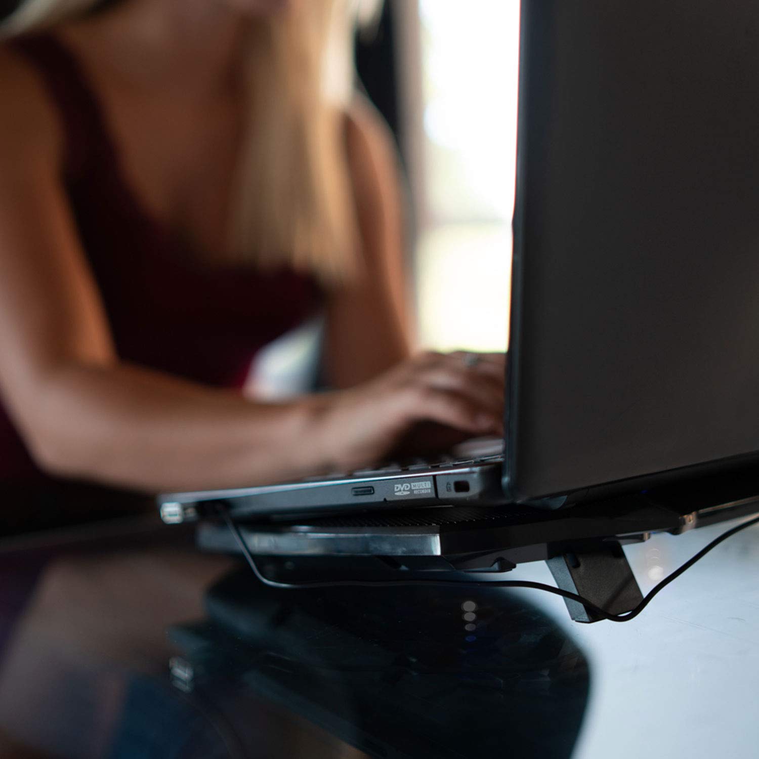 ?? KLIM Pro Laptop Cooling Pad - The Most Powerful Slim PC Fan Cooler for Computer - Rapid Cooling Action - 2 Fans Ventilate