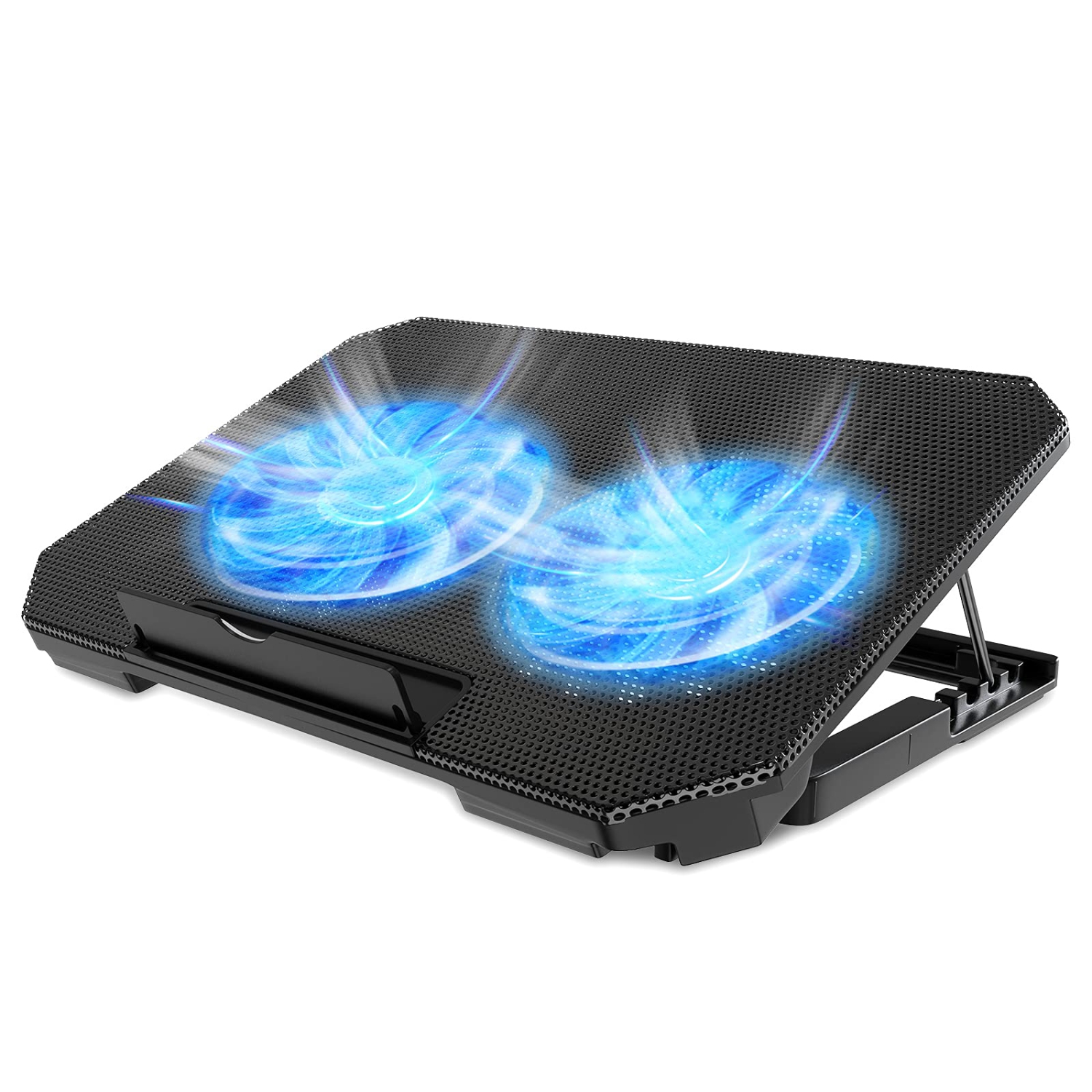 LIENS Laptop Cooling Pad with Adjustable Height Two 5.1 Inches Fan 2 USB Ports Suitable for 12"-15.6" Laptops?Black?