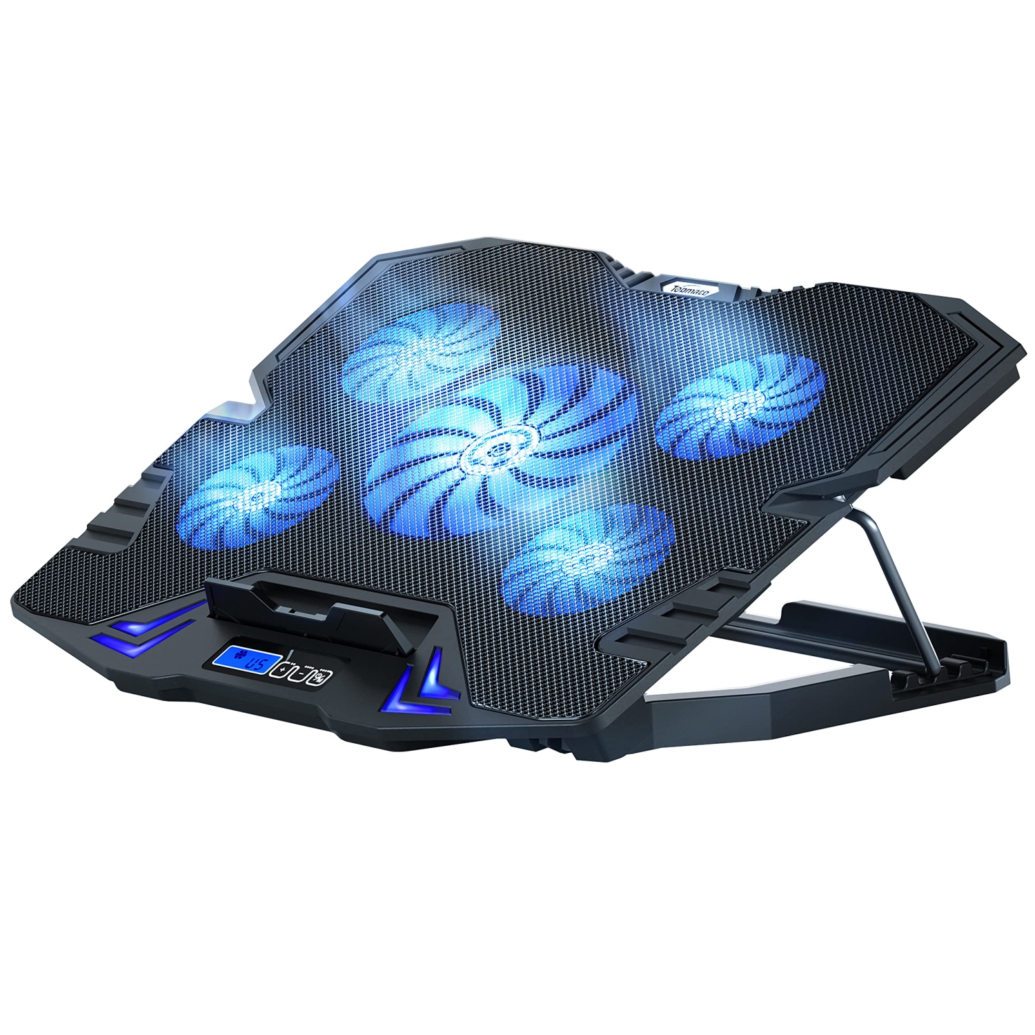 TopMate C5 Laptop Cooling Pad Gaming Notebook Cooler, Laptop Fan Cooling Stand Adjustable Height with 5 Quiet Fans Blue LED