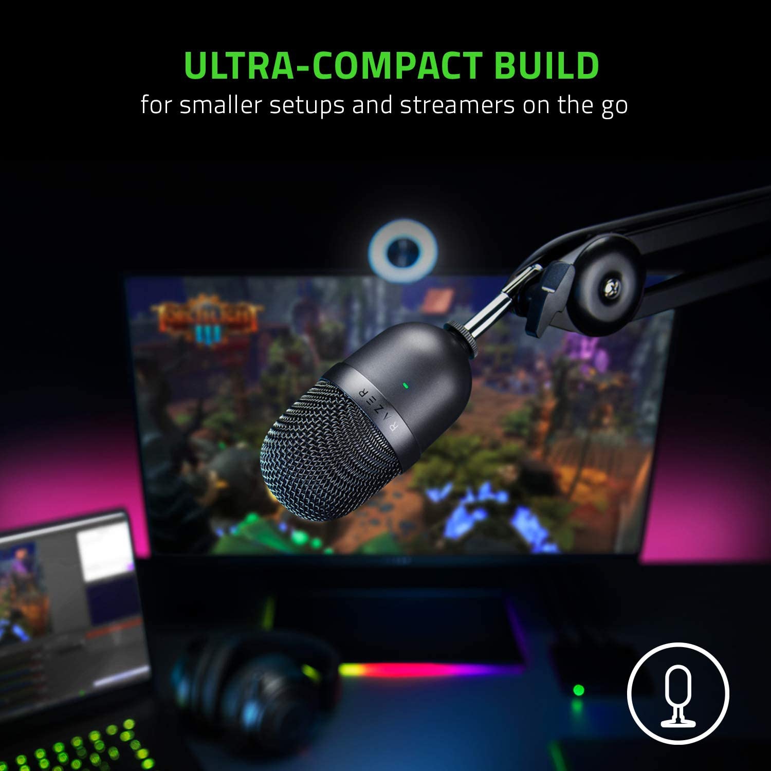 Boîte ouverte - Microphone à condensateur USB ultracompact Seiren Mini de Razer