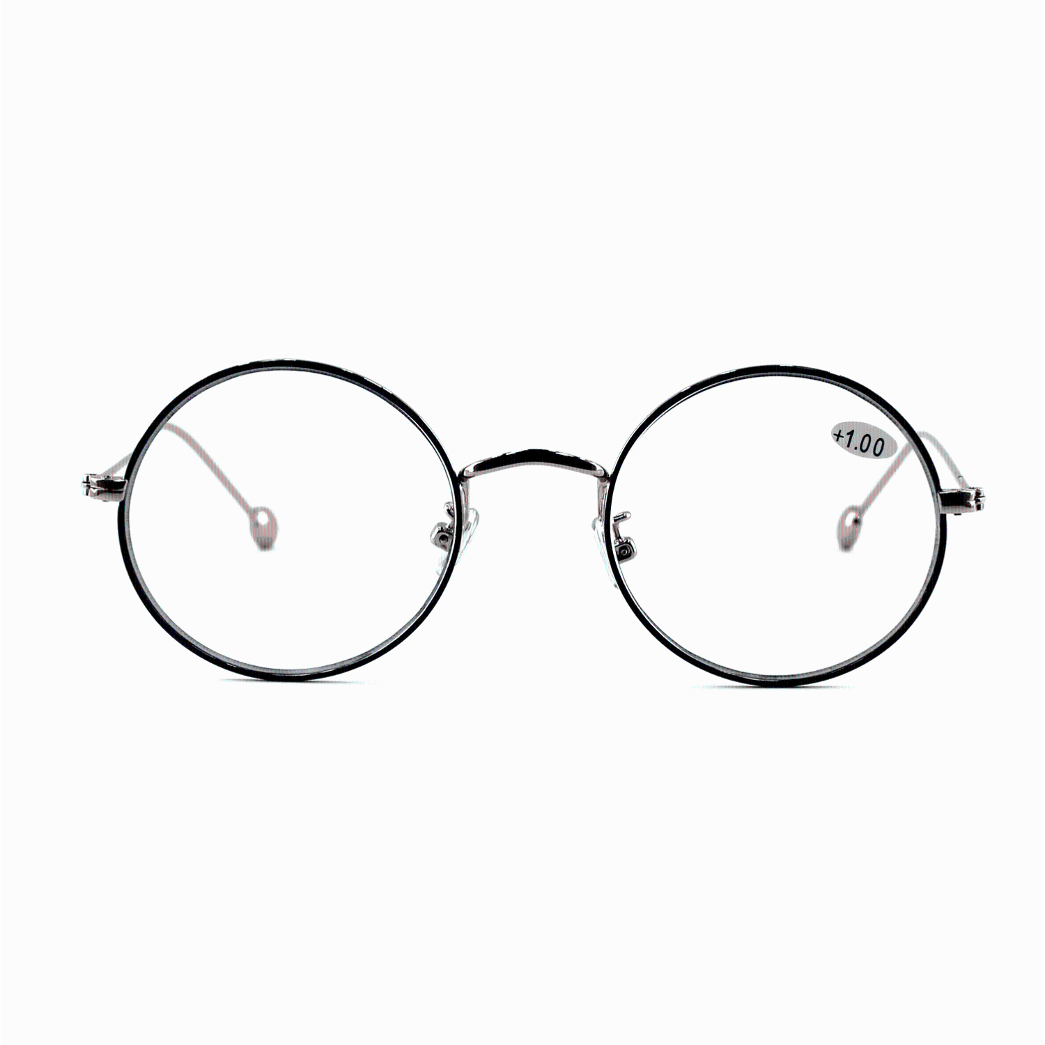 Ottika Care - Blue Light Blocking Reading Glasses | Round Shape | +2.0 Power | Silver-Black