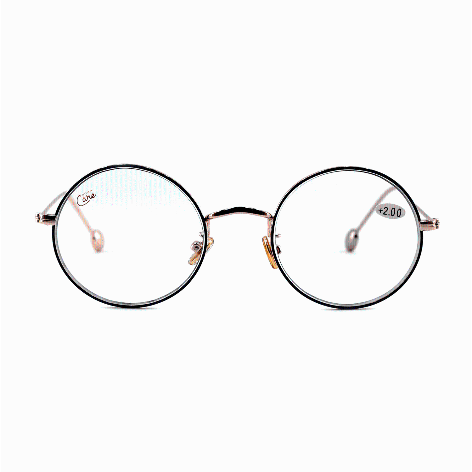 Ottika Care - Blue Light Blocking Reading Glasses | Round Shape | +1.0 Power | Gold-Black