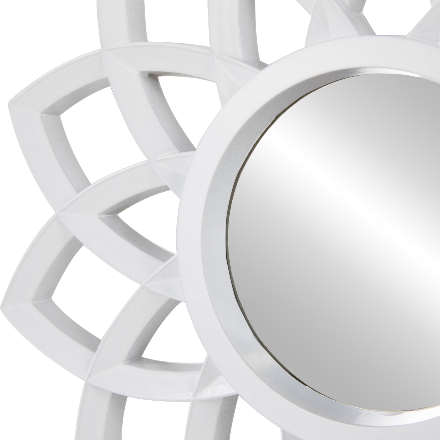 Set of 3 Arched Floral Matte White Wall Mirrors 9.5"