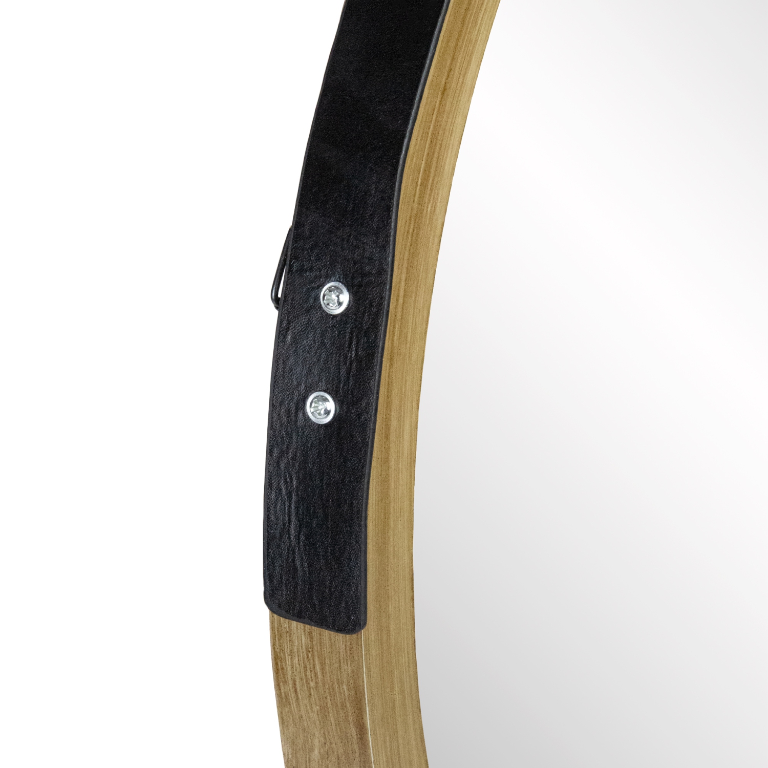 21" Beige Round Modern Mirror With Woodgrain Finish