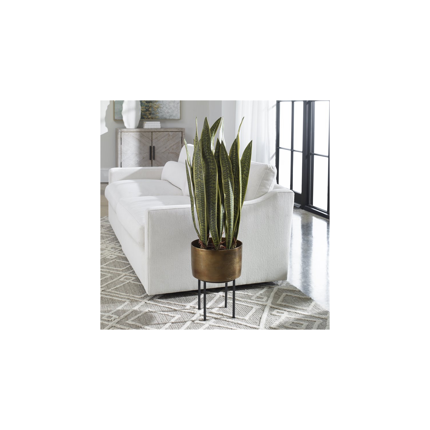 Jardinière contemporaine en métal UtterMost Fasta, noir/laiton antique