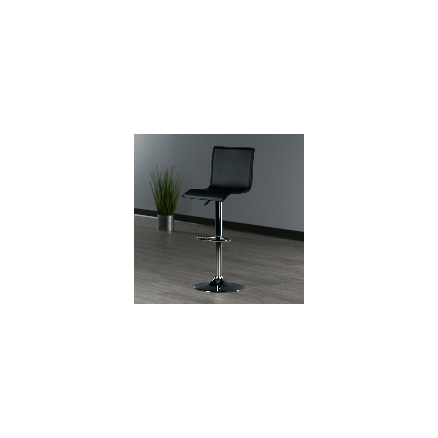 Spectrum High-back Ajustable Swivel Stool, Black and Chrome