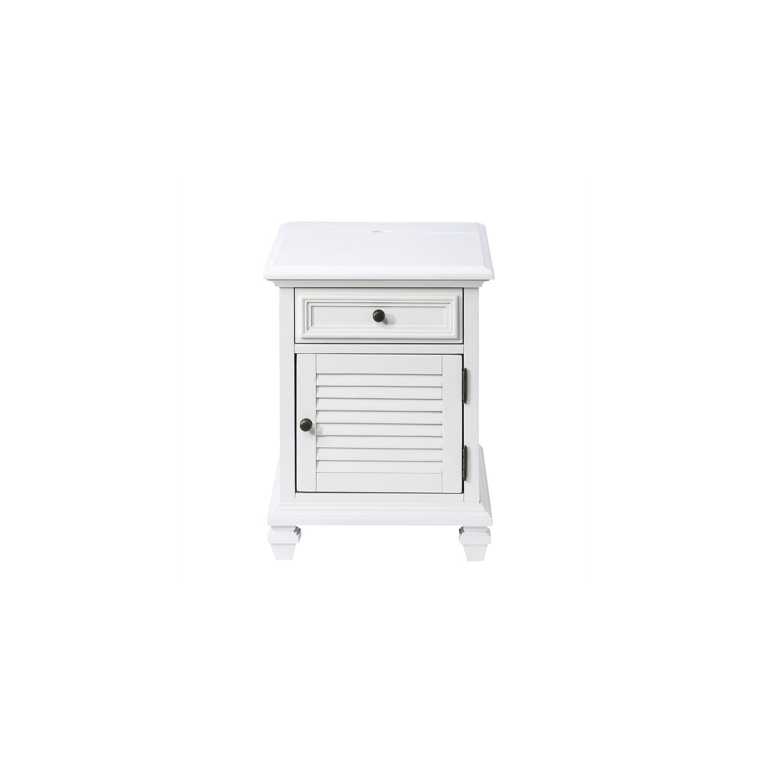 Charlestown Modern Farmhouse Soft White Wood Storage End Table with USB