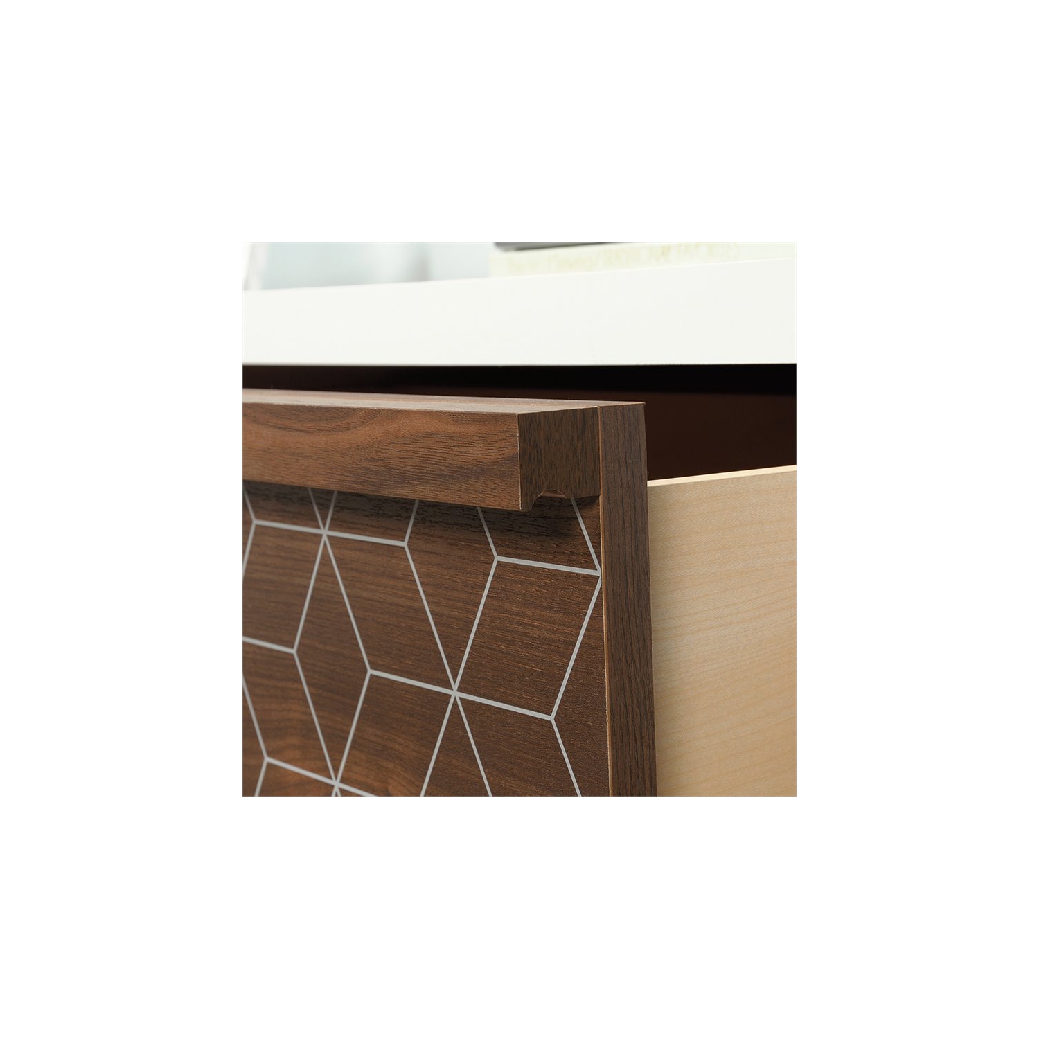 Sauder Harvey Park 6 Drawer Double Dresser in Soft White and Walnut