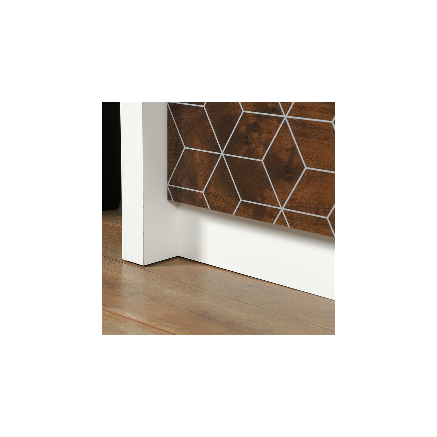 Sauder Harvey Park 6 Drawer Double Dresser in Soft White and Walnut