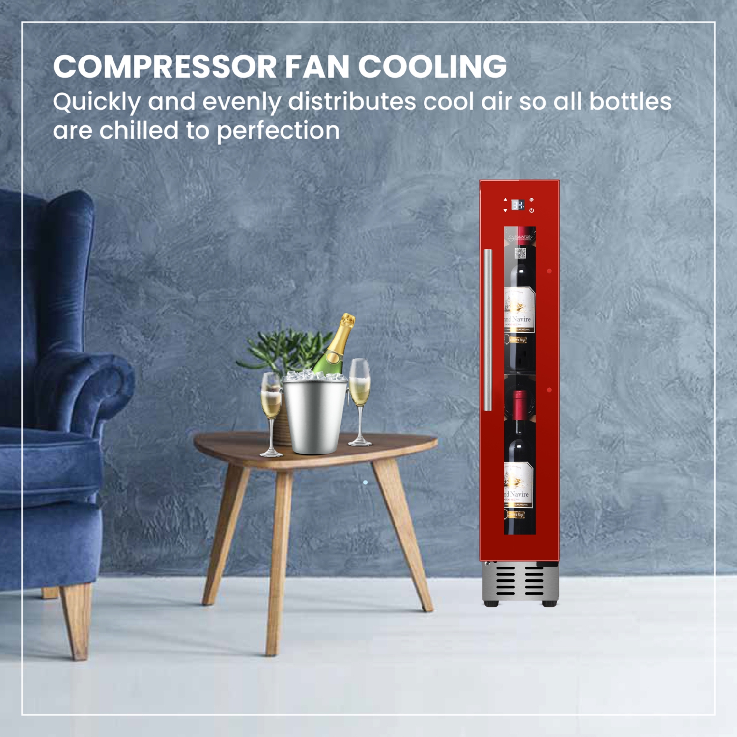 Equator 9 Bottles WINE REFRIGERATOR 1-Zone Freestanding/Builtin 7 Color LED 110V