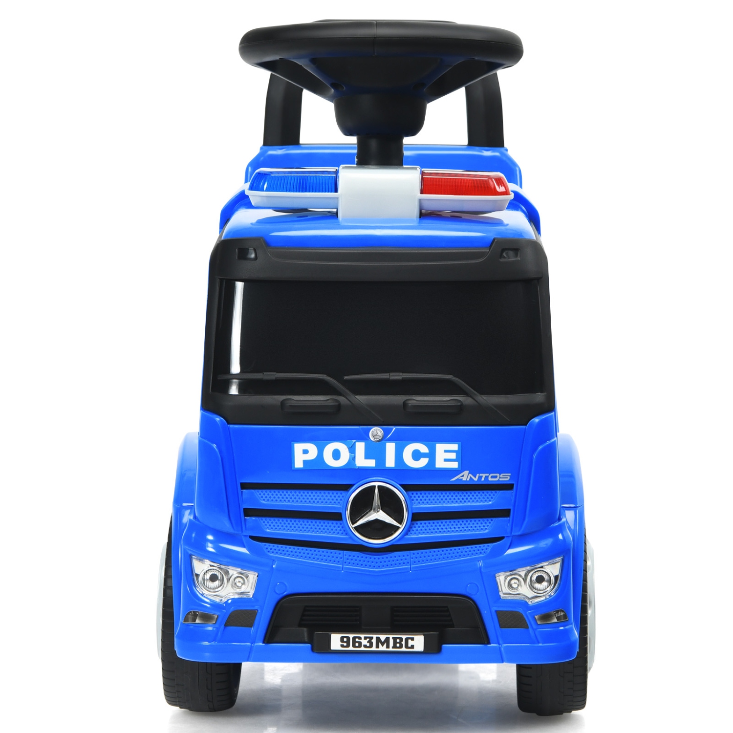 Topbuy Kids Ride On Police Car 2-in-1 Toddler Push Car w/Storage Space Indoor & Outdoor Use Blue