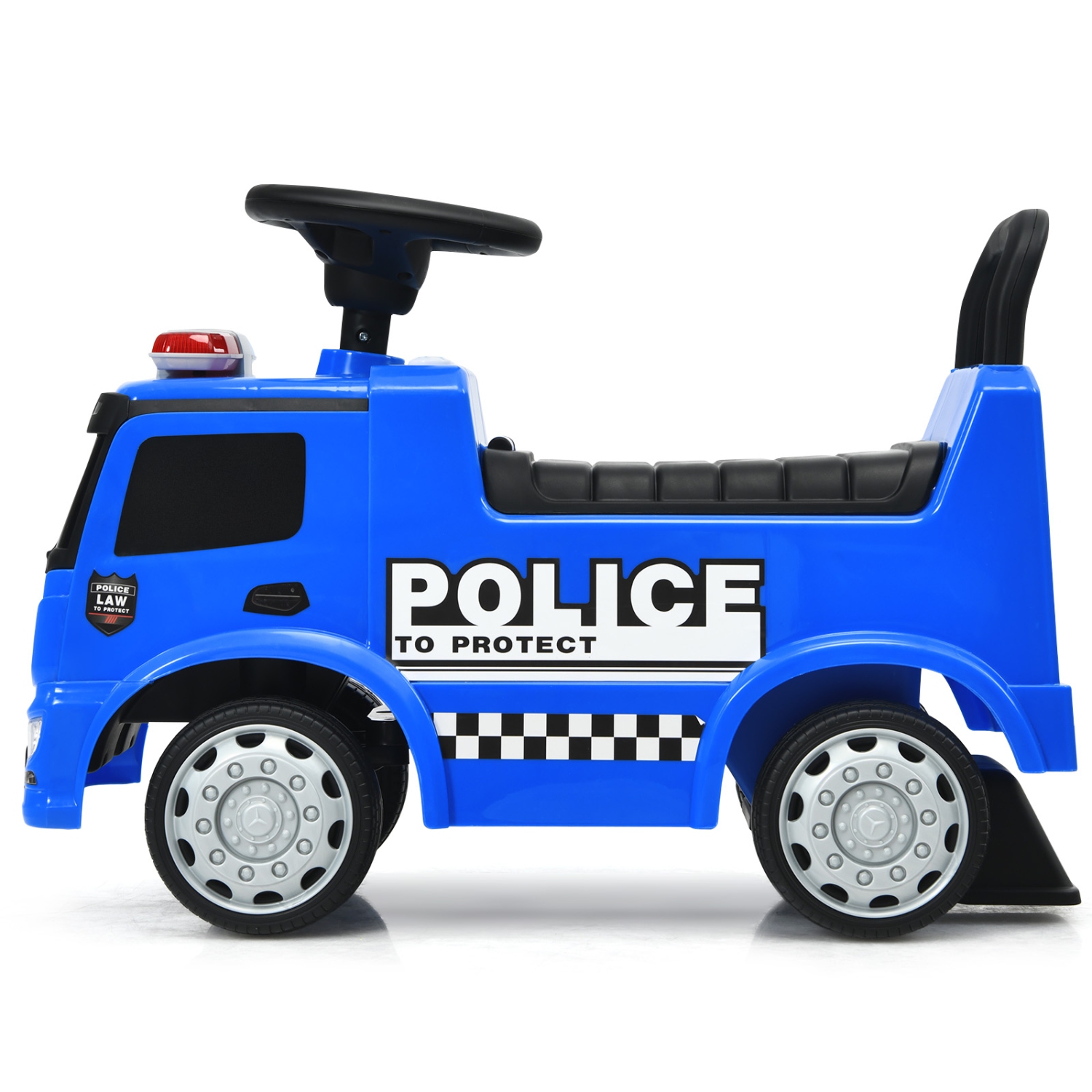 Topbuy Kids Ride On Police Car 2-in-1 Toddler Push Car w/Storage Space Indoor & Outdoor Use Blue
