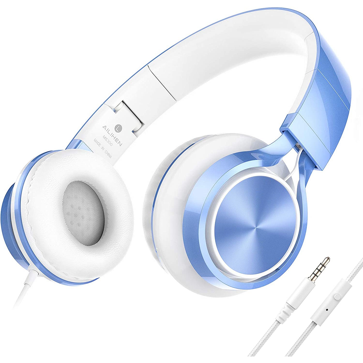 Dolaer MS300 Wired Headphones with Microphone for Chromebook Laptop Computer Smartphone, 3.5mm Foldable Lightweight Headset for School Teen Girls