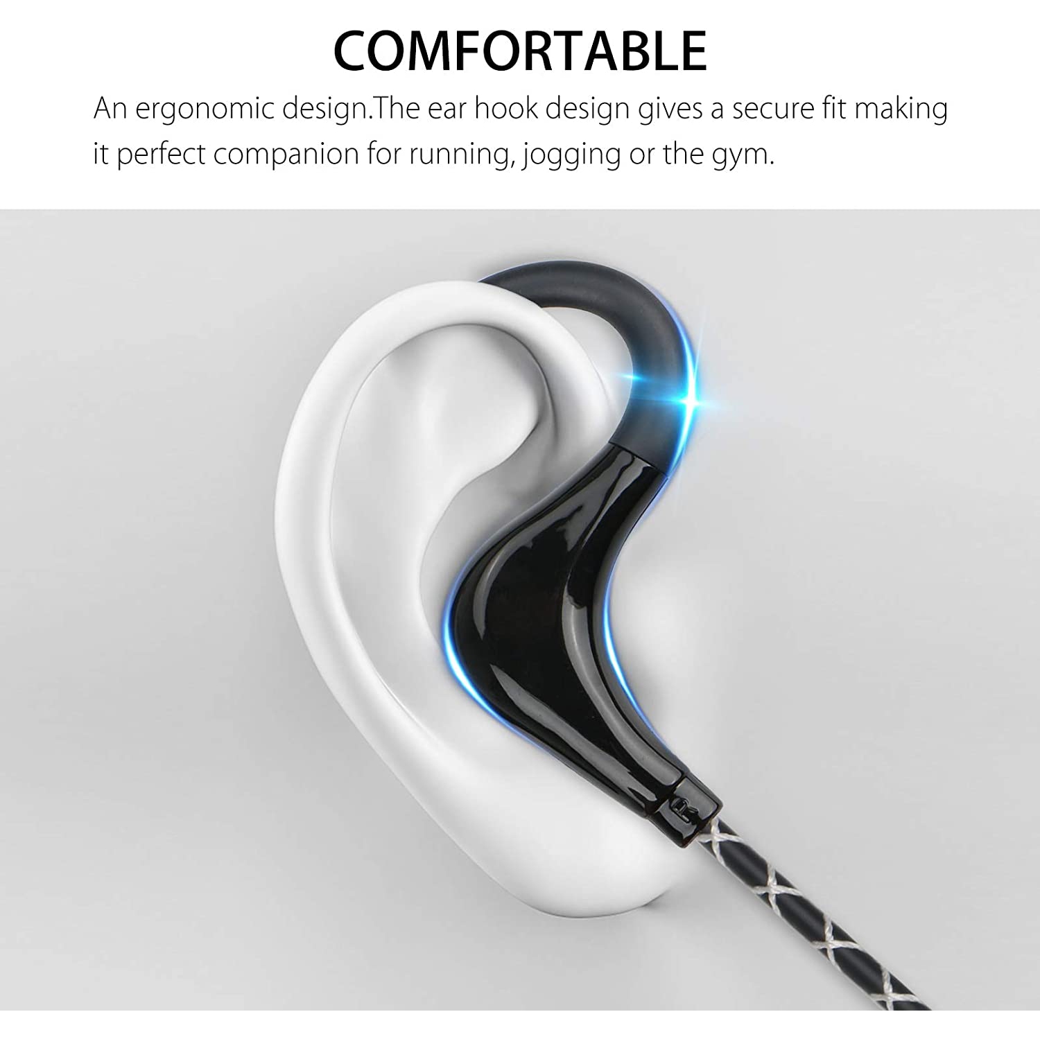 Dolaer Sports Earbuds Wired, Sweatproof Wrap Around Earphones with Microphone in-Ear Running Headphones with Over Ear Hook for Workout Exercise Gym