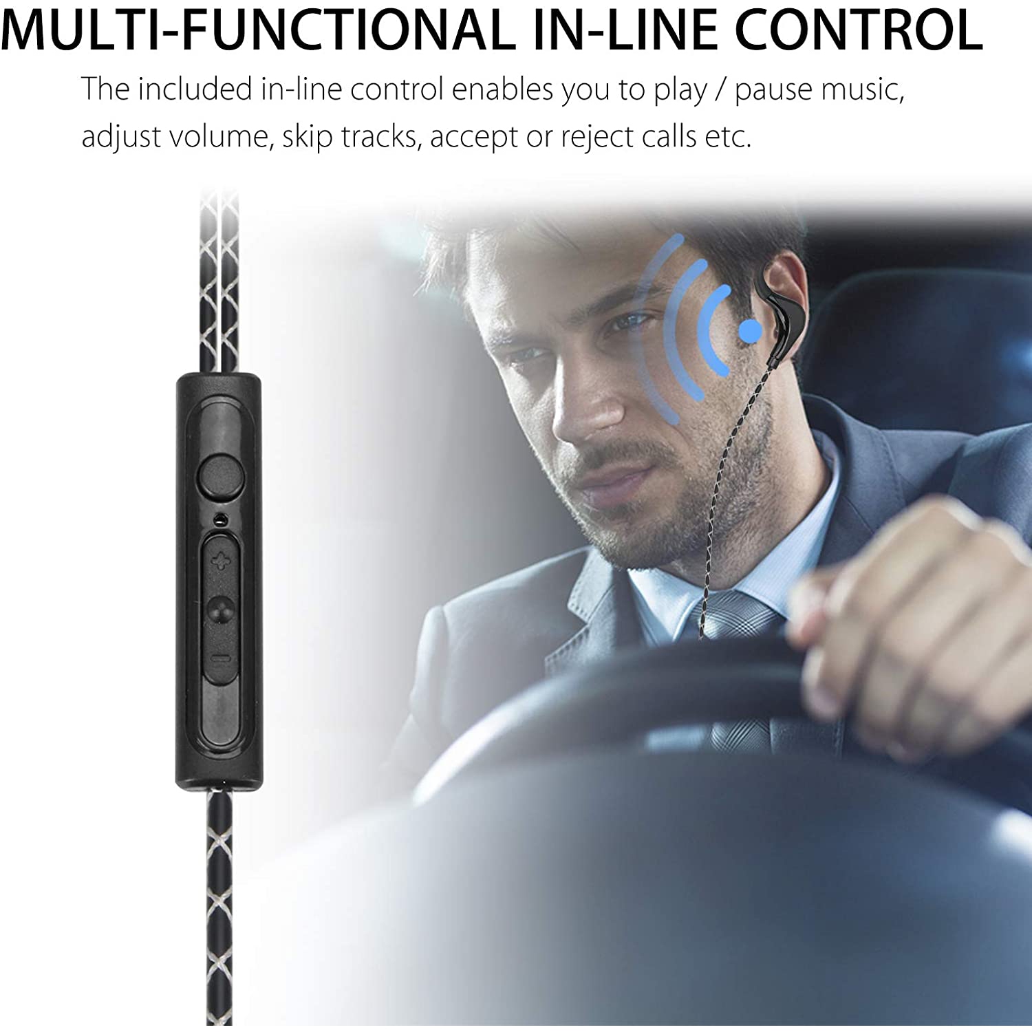 Dolaer Sports Earbuds Wired, Sweatproof Wrap Around Earphones with Microphone in-Ear Running Headphones with Over Ear Hook for Workout Exercise Gym