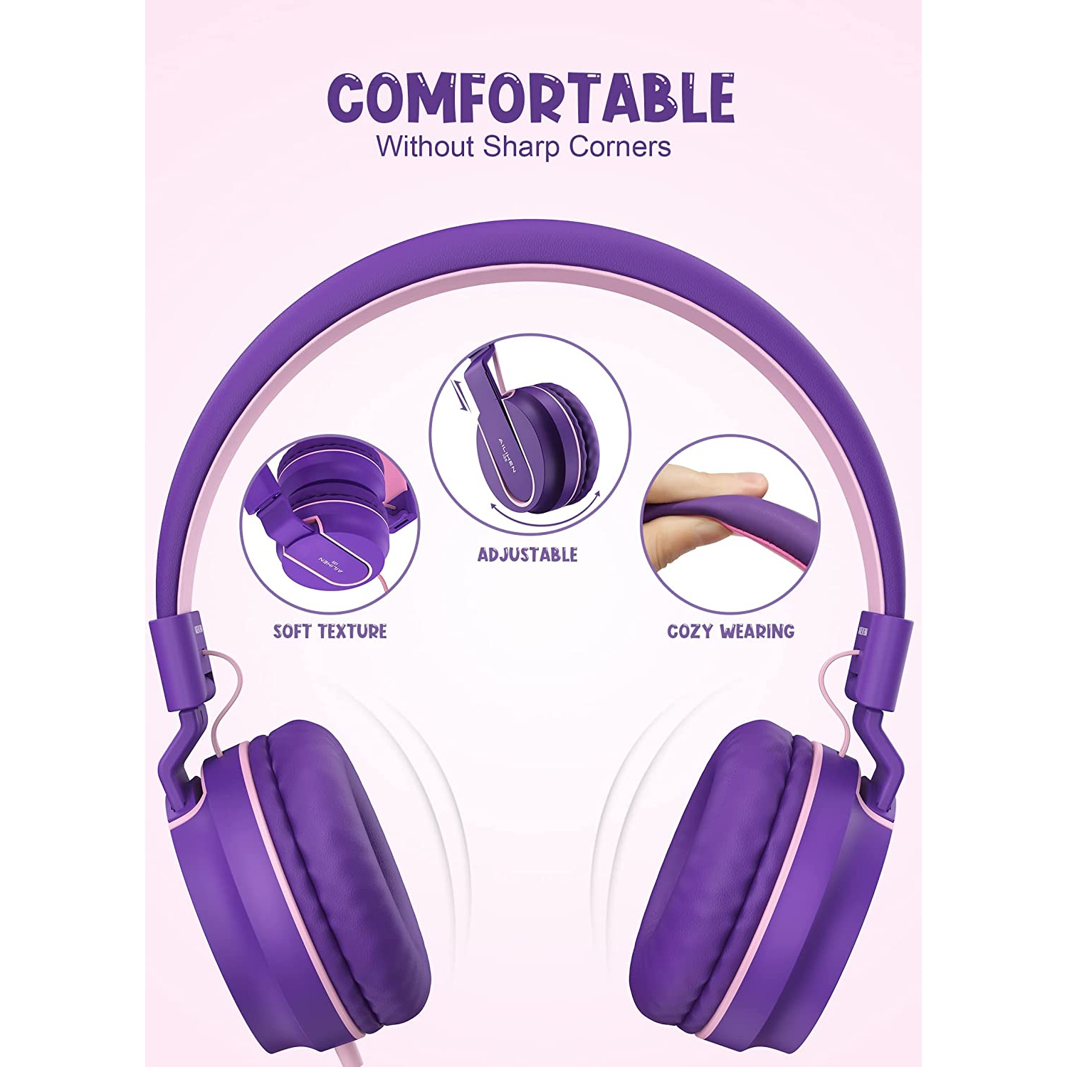 Dolaer I35 Kid Headphones with Microphone Volume Limited 85dB Children Girls Boys Teen Lightweight Foldable Wired Headset for School Online Course