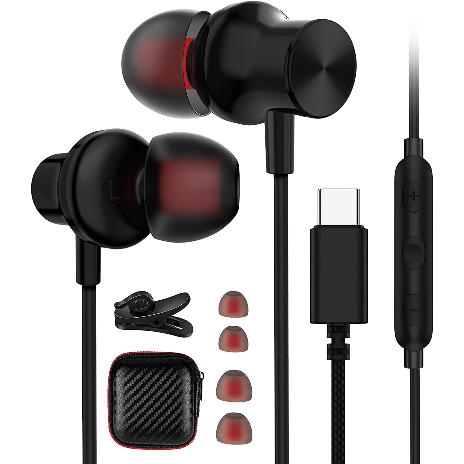 Dolaer USB C Headphones, Wired Earbuds for Samsung S21 S20 FE Noise Cancelling Earphones Type C Headphone with Mic HiFi Stereo Headsets for iPad Pro Galaxy Note 20 Ultra OnePlus 9