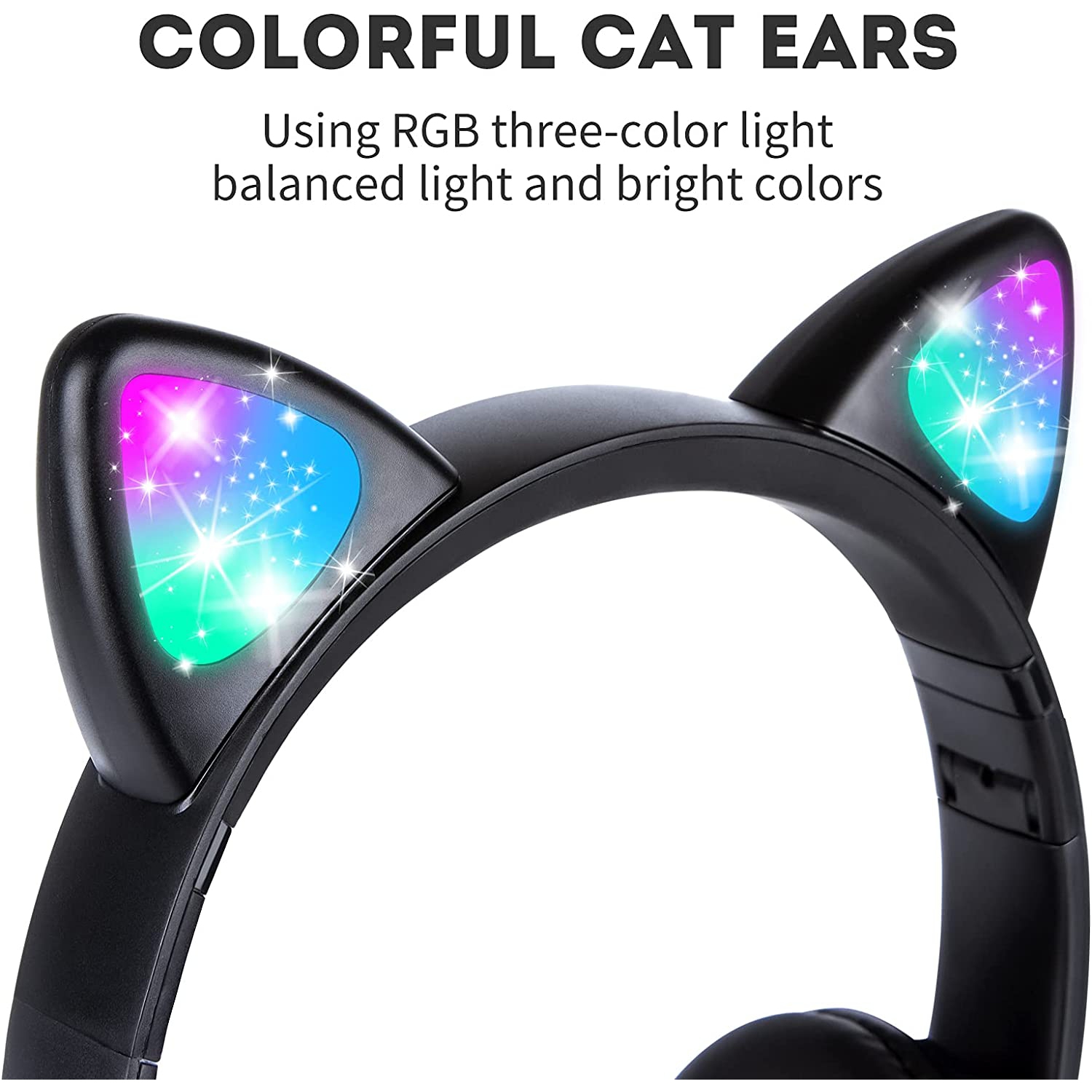 Dolaer Wireless Headphones, Cat Ear LED Light Up Foldable Bluetooth Headphone for Kids,Over-Ear Adjustable Stereo Girls and Boys Headsets with