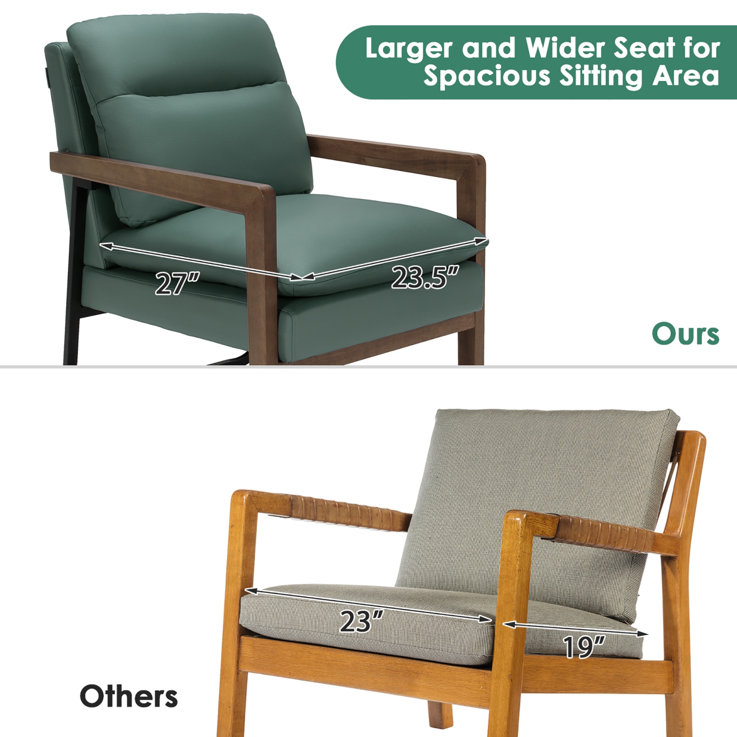 Costway Set of 2 Modern Accent Armchair Lounge Chair w/ Wood Legs & Steel Bracket Yellow\Blue\Green