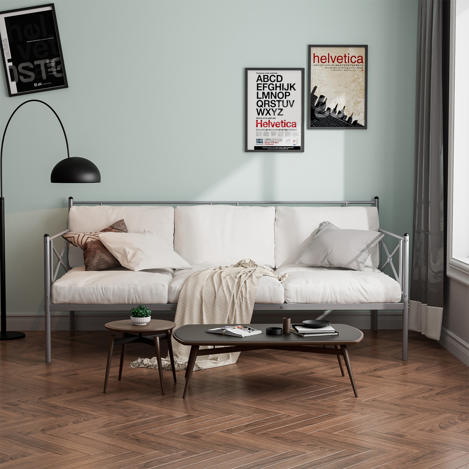 Sommier Métallique pour Lit de Marque Costway pour faire la sieste en journée Sommier à lattes pour matelas de salon blanc