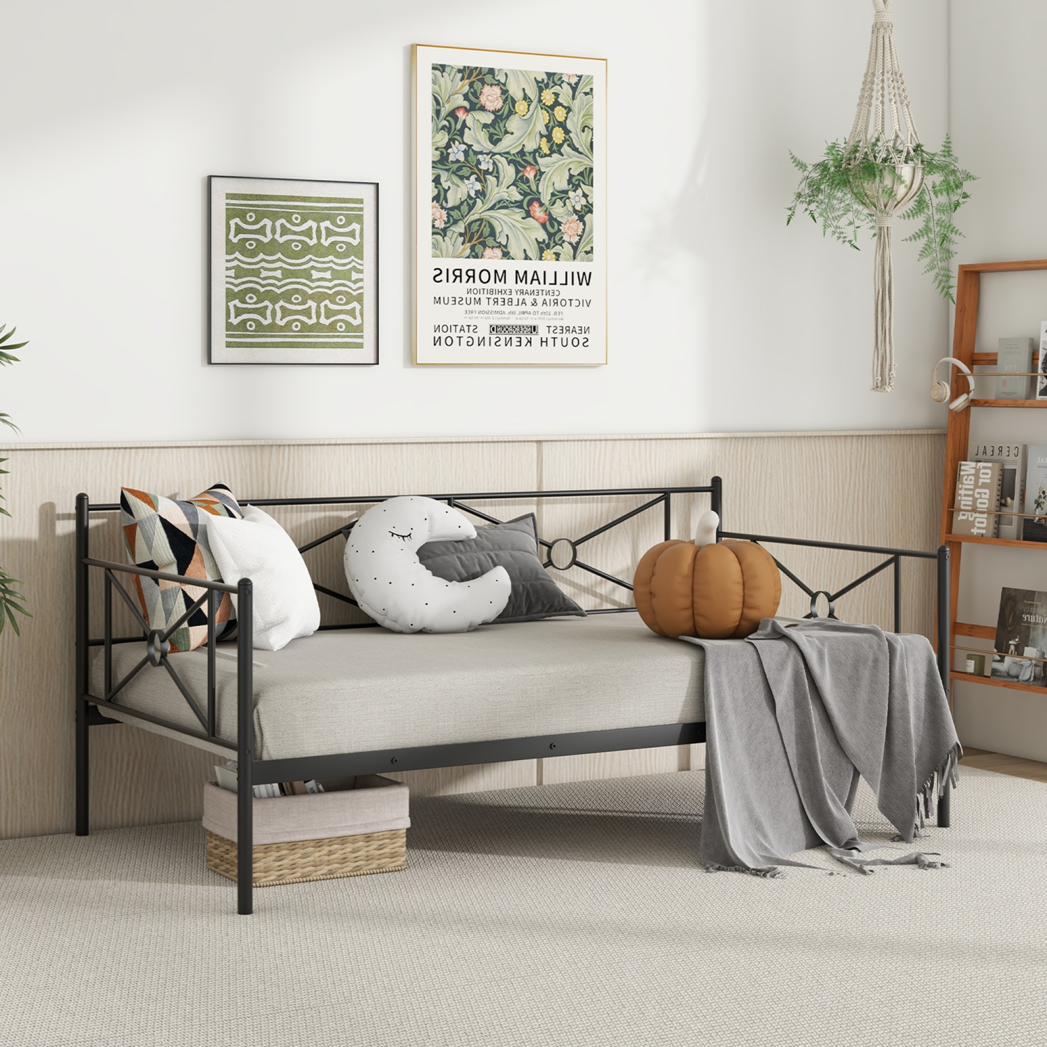 Costway Metal Daybed Frame Twin Size Slat Support Mattress Foundation Living Room White\Black\Silver