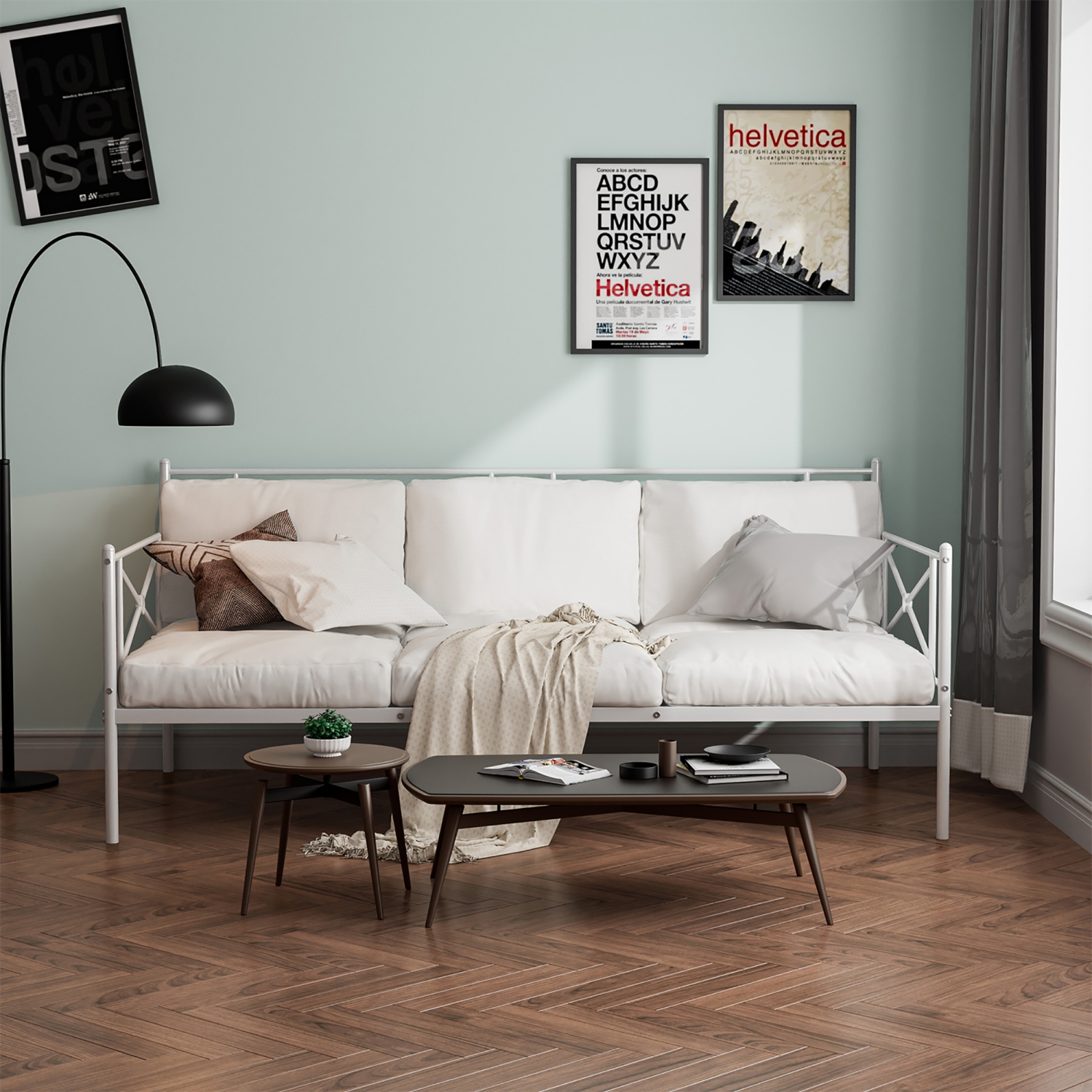 Sommier Métallique pour Lit de Marque Costway pour faire la sieste en journée Sommier à lattes pour matelas de salon blanc