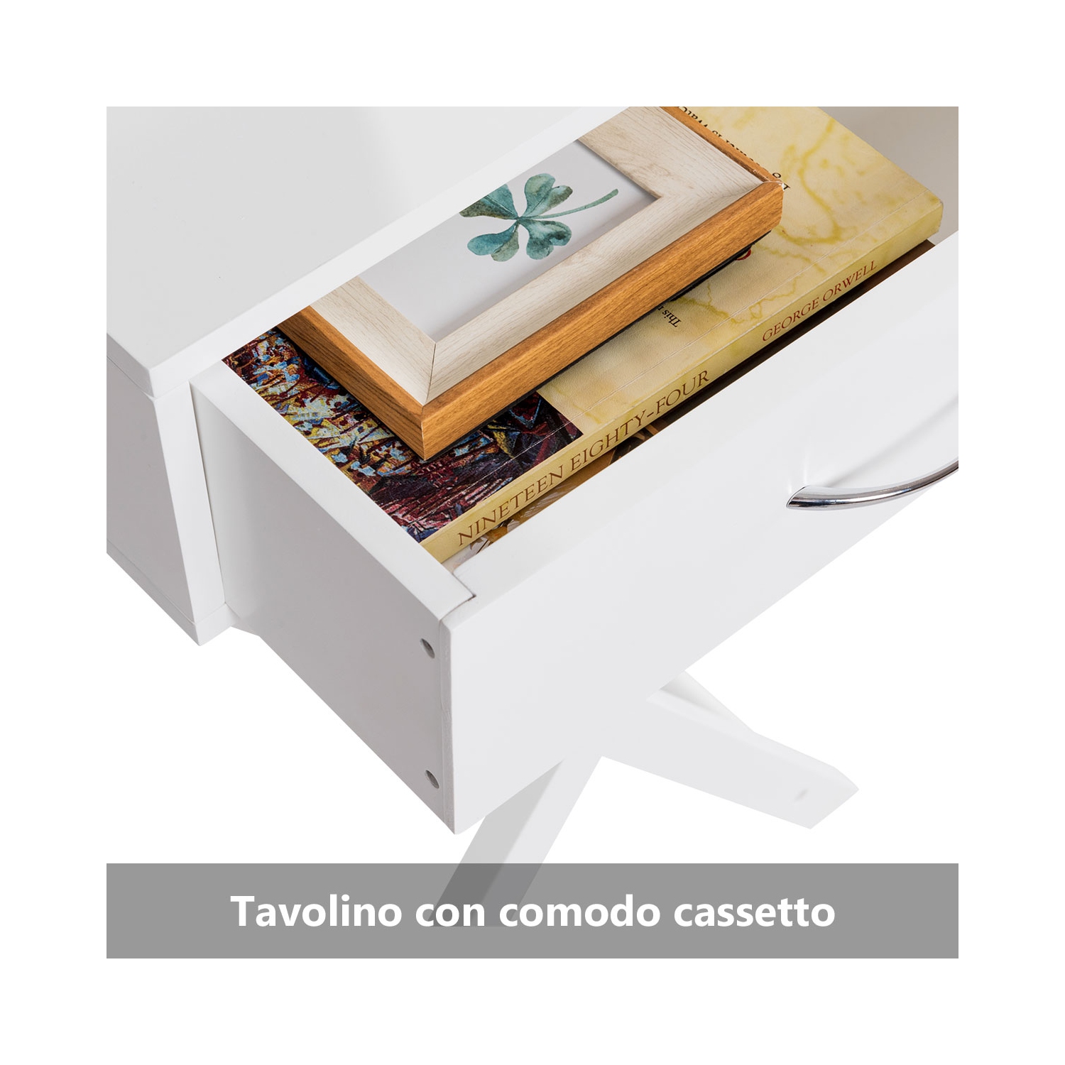 Topbuy 2PCS Morden Accent X Base Nightstand Sofa End Table Bedroom Furniture W/ Storage Drawer