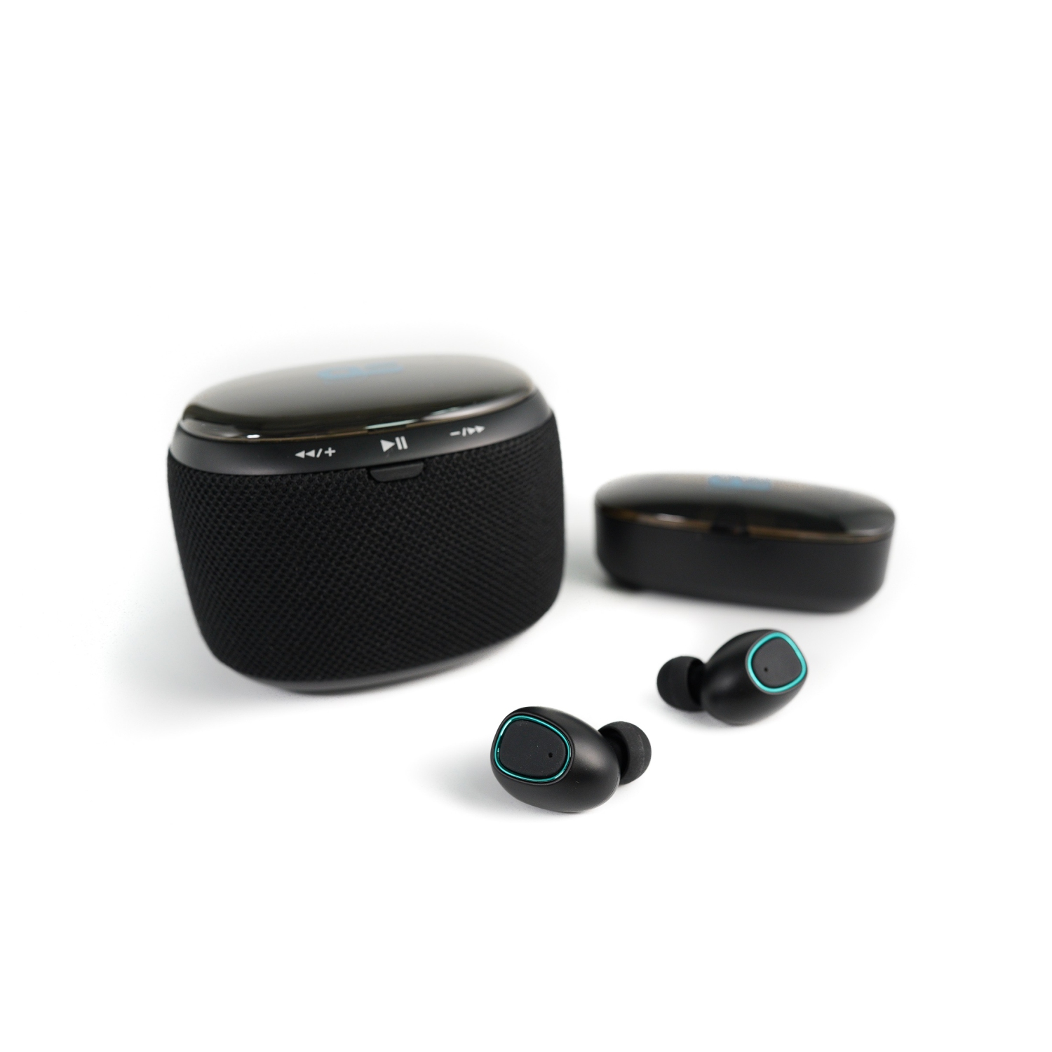 GS EBox33 Bluetooth V5.0 Speaker with TWS Bluetooth V5.3 Earbuds , Black colour, Built-in Lithium battery, speaker size: 90*70*70mm