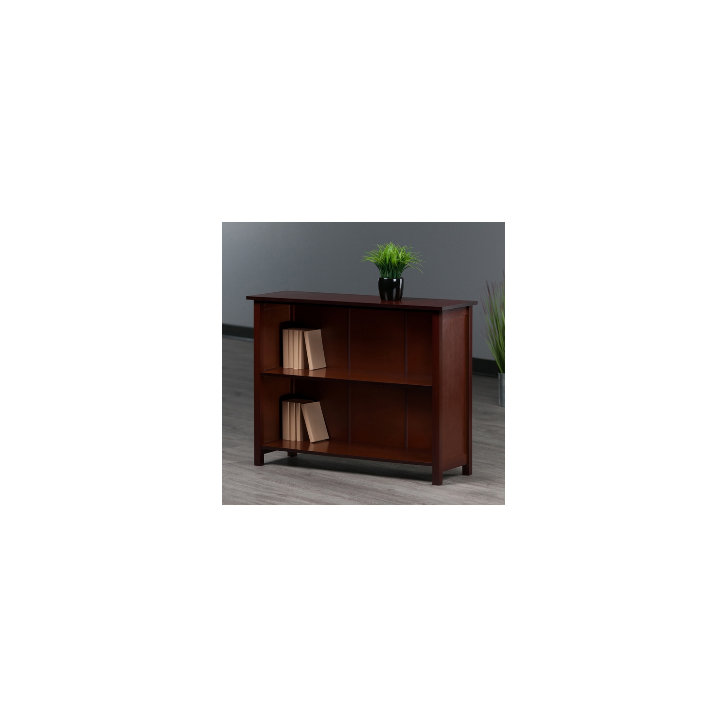 Milan Wide 2-Section Storage Shelf, Walnut