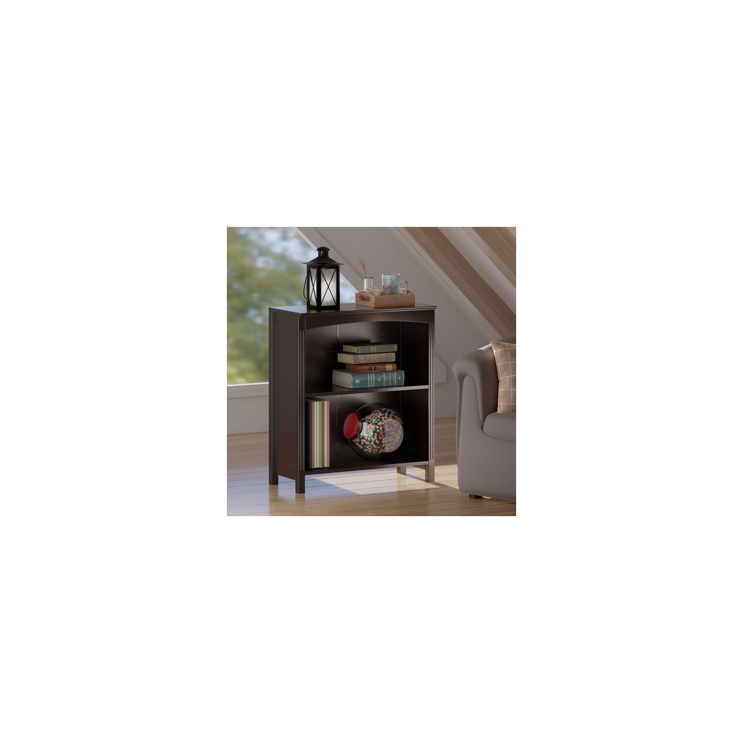 Bibliothèque à 2 sections Terrace, tablette, espresso