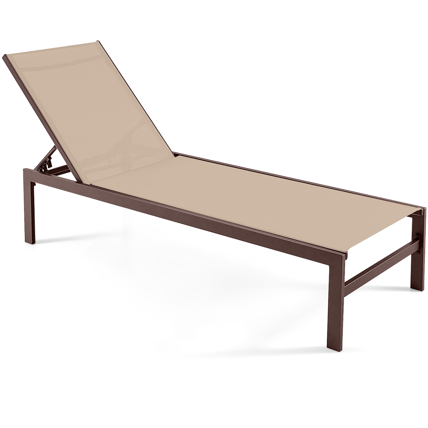 Marque Gymax, Chaise longue de Patio réglable avec dossier à 6 positions Marron