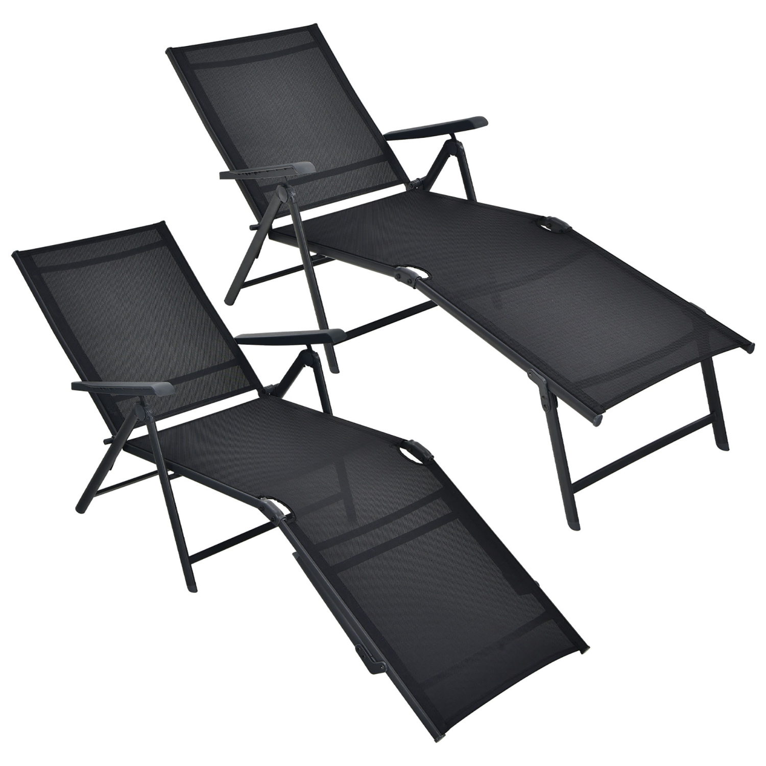 Gymax Set of 2 Outdoor Adjustable Chaise Lounge Chair Patio Folding Recliner Lounge