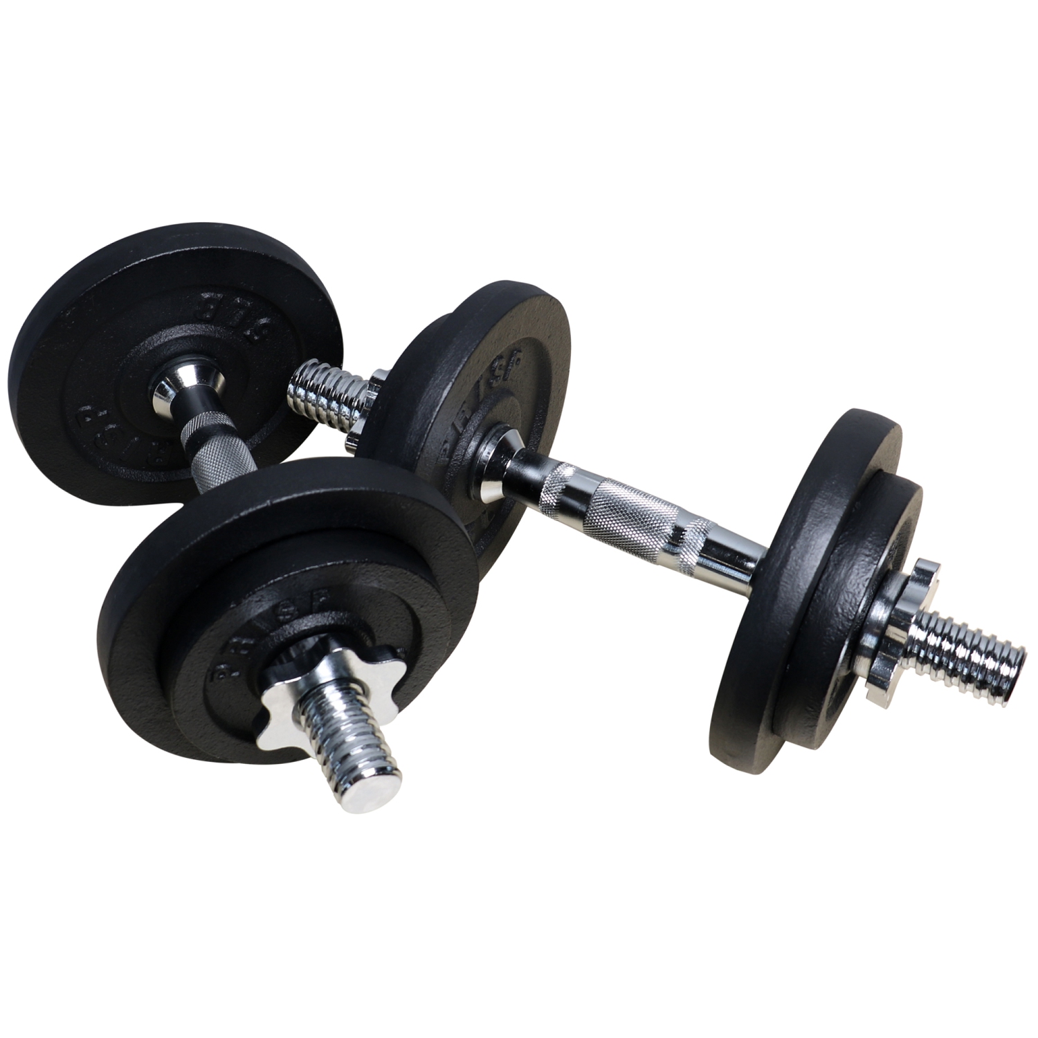 PRISP Adjustable Weight Dumbbells Set - Includes 2 Bars, Cast Iron Plates and Threaded Collars, 40 lbs