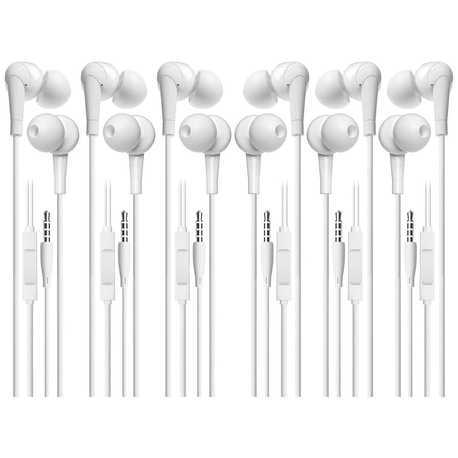 Dolaer 6 Pack Earbuds Stereo Earphones with Microphone Headphones Bass in Ear Earbud Headphones Compatible Mobile Phones, Tablets, MP3 and Other 3.5 mm Audio Device