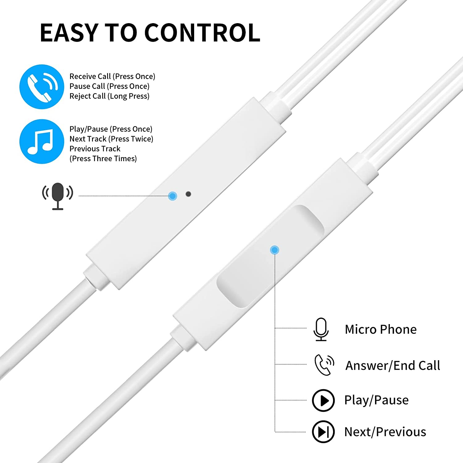 Dolaer 6 Pack Earbuds Stereo Earphones with Microphone Headphones Bass in Ear Earbud Headphones Compatible Mobile Phones, Tablets, MP3 and Other 3.5