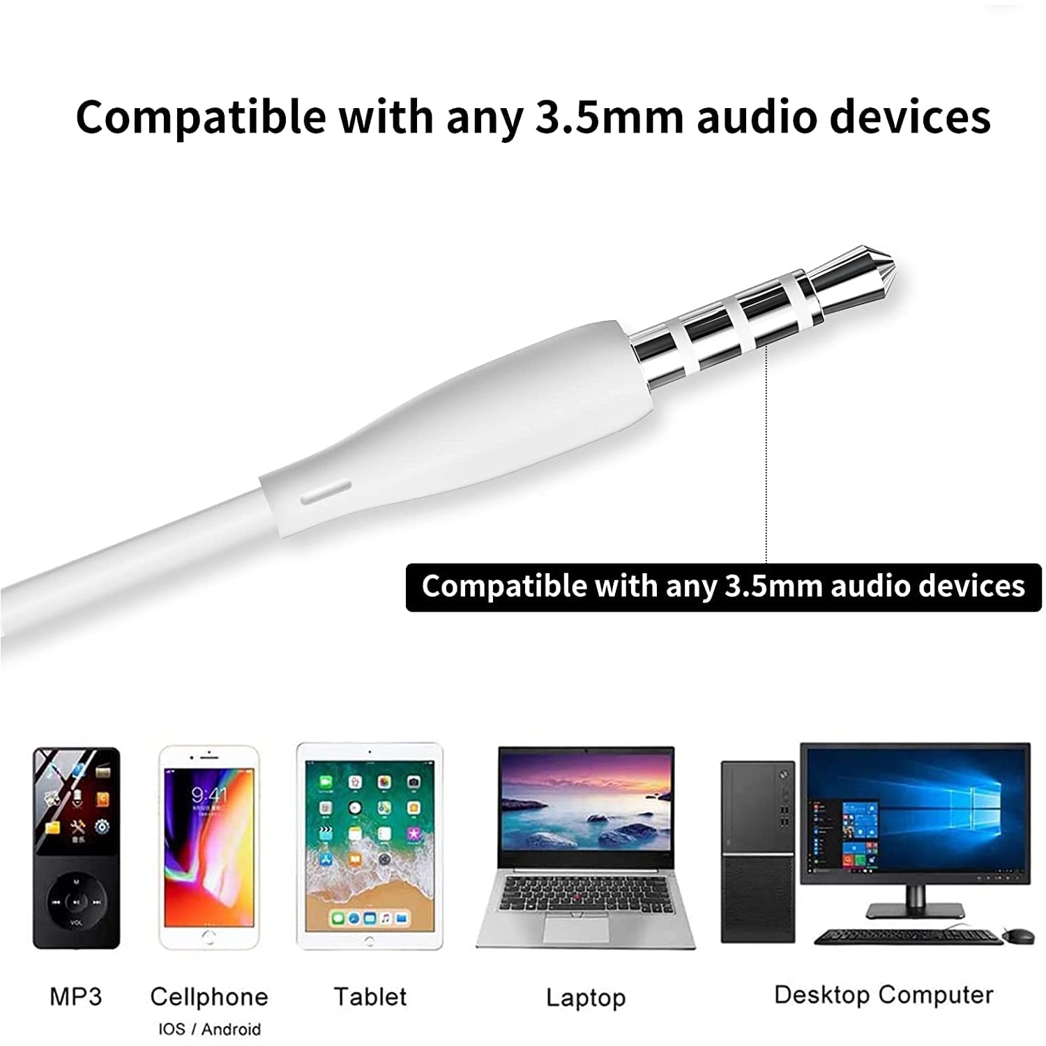 Dolaer 6 Pack Earbuds Stereo Earphones with Microphone Headphones Bass in Ear Earbud Headphones Compatible Mobile Phones, Tablets, MP3 and Other 3.5